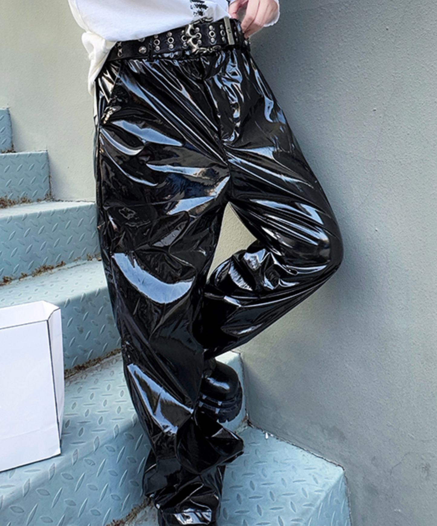 pu glossy casual pants EN2502
