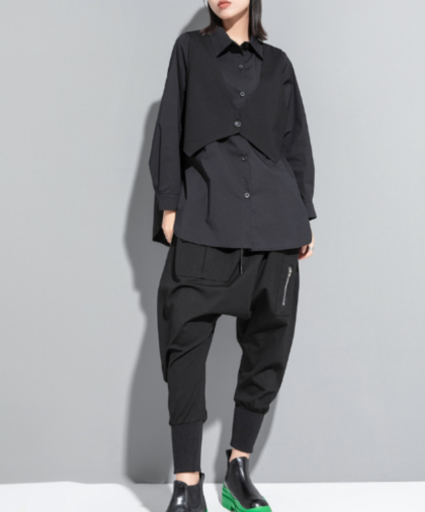 Includes a faux-layered vest shirt EN3118