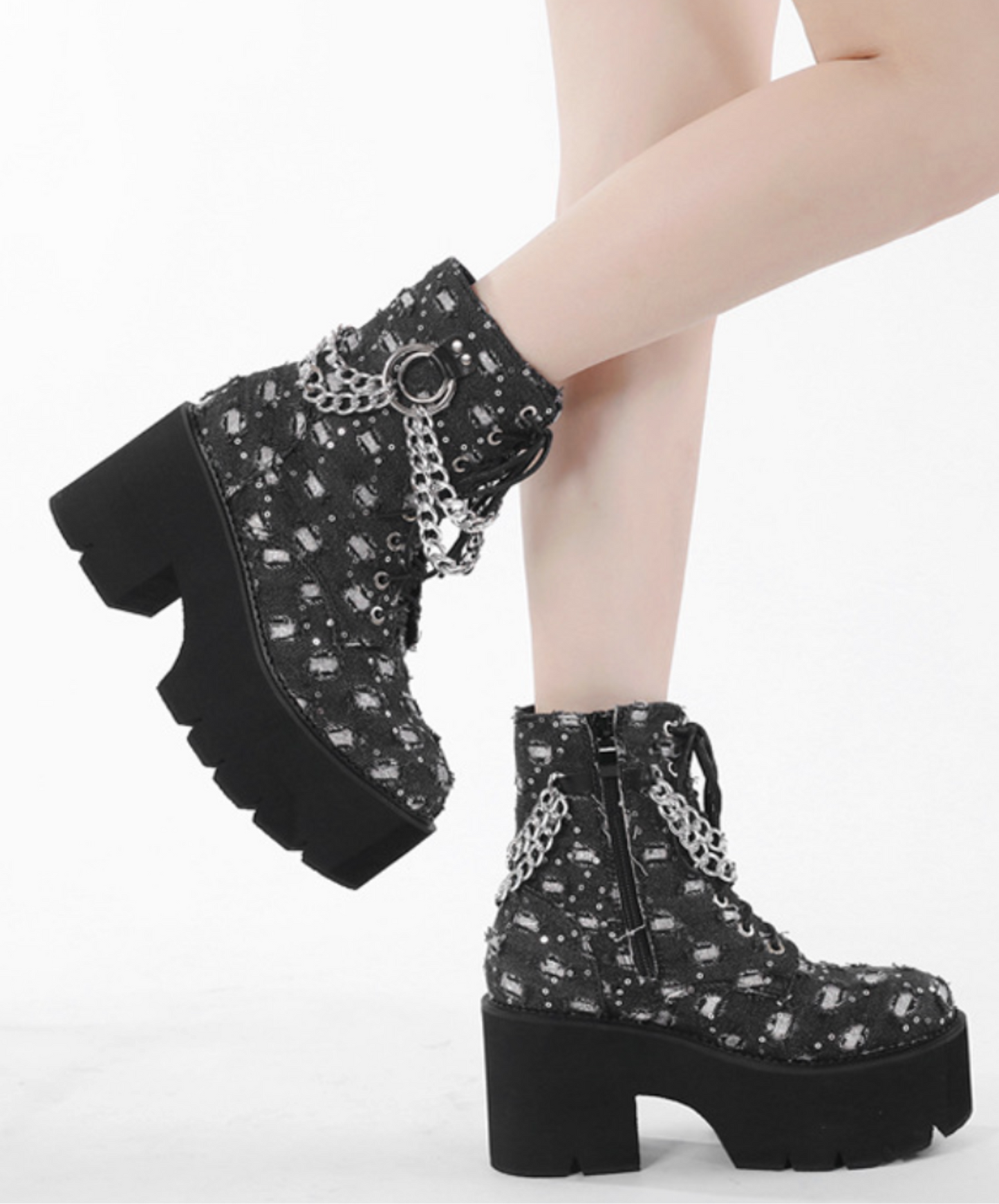square hole ring chain boots EN2611