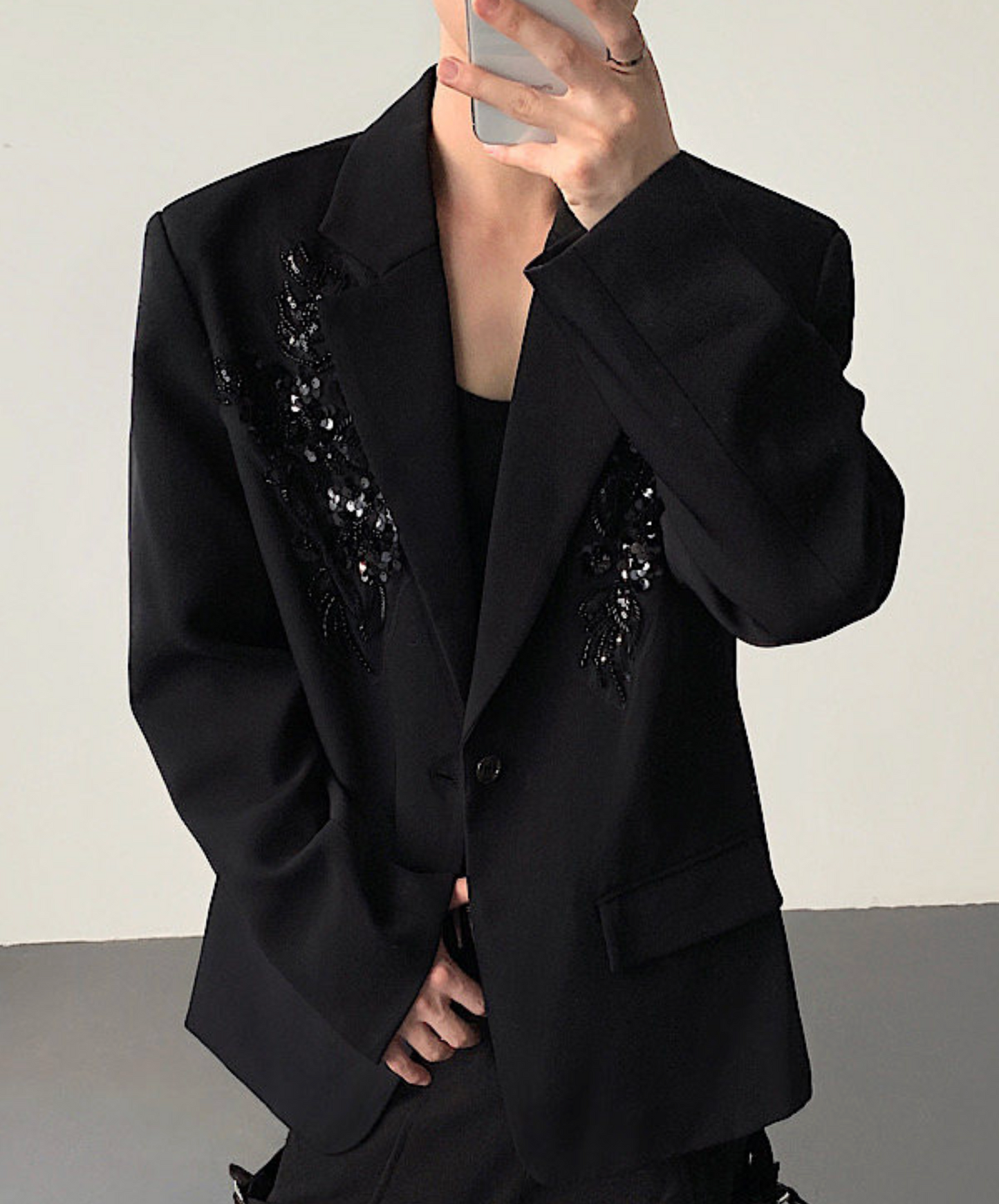 sequin 3d flower embroidery jacket EN2519