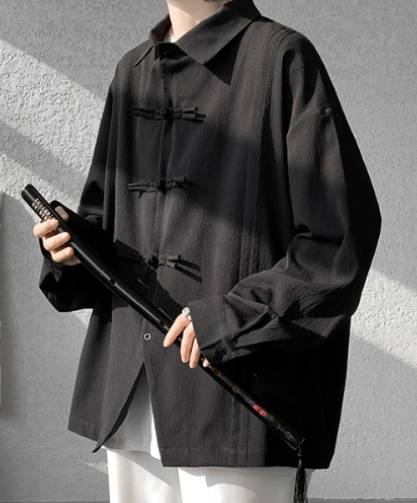 chinese-style button wrinkle processing shirt EN2871