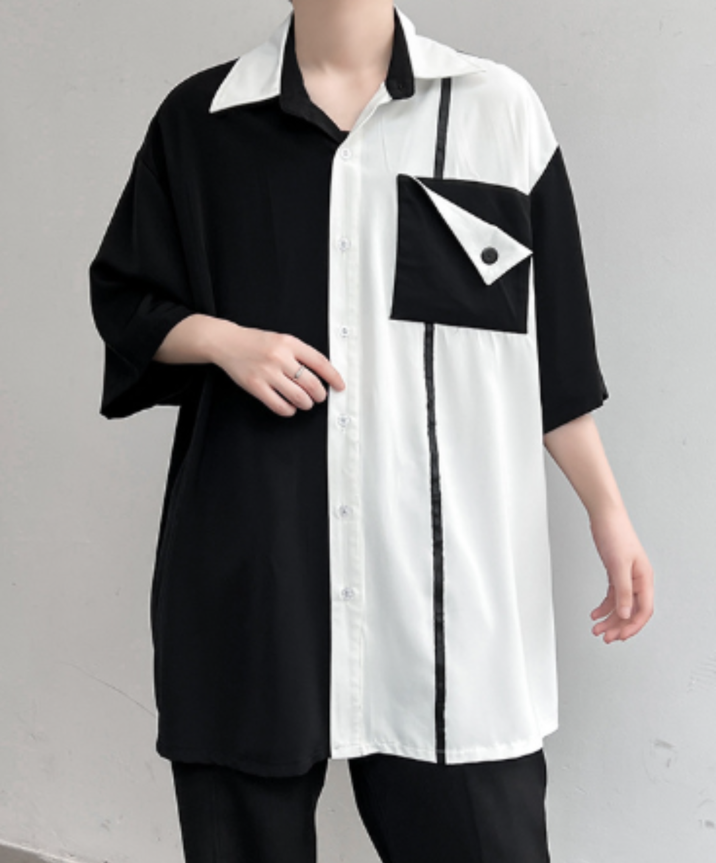 monochrome asymmetric color scheme shirt EN3007