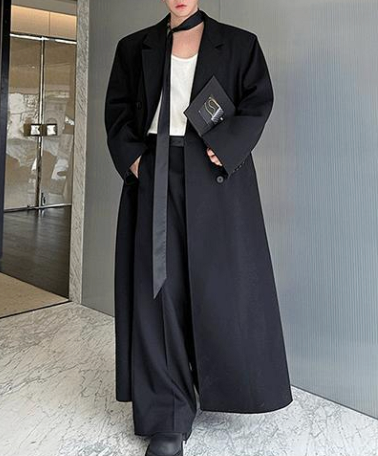 thick double-breasted long coat EN2509
