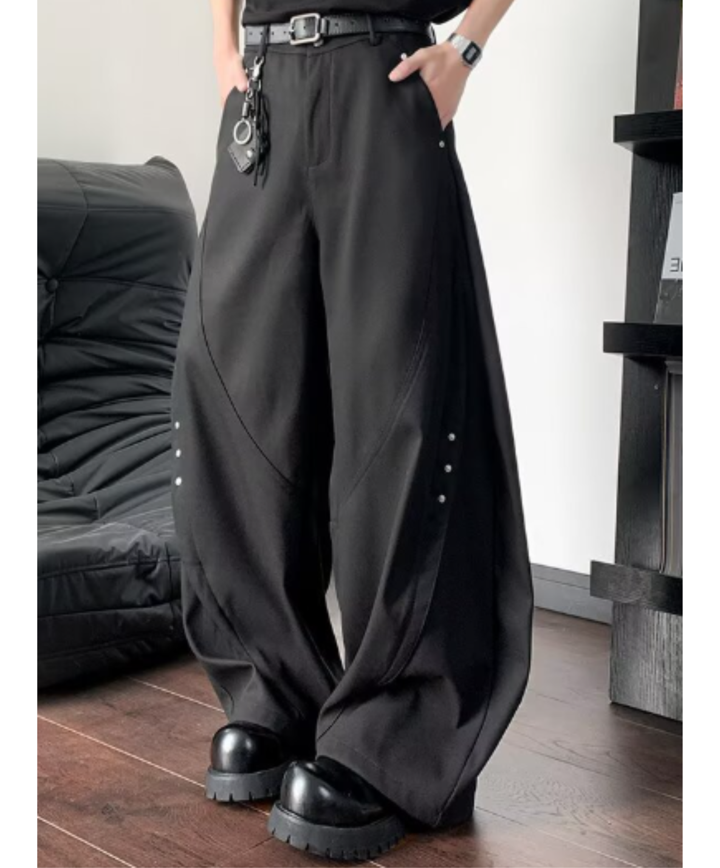 studded curve wide pants EN2968