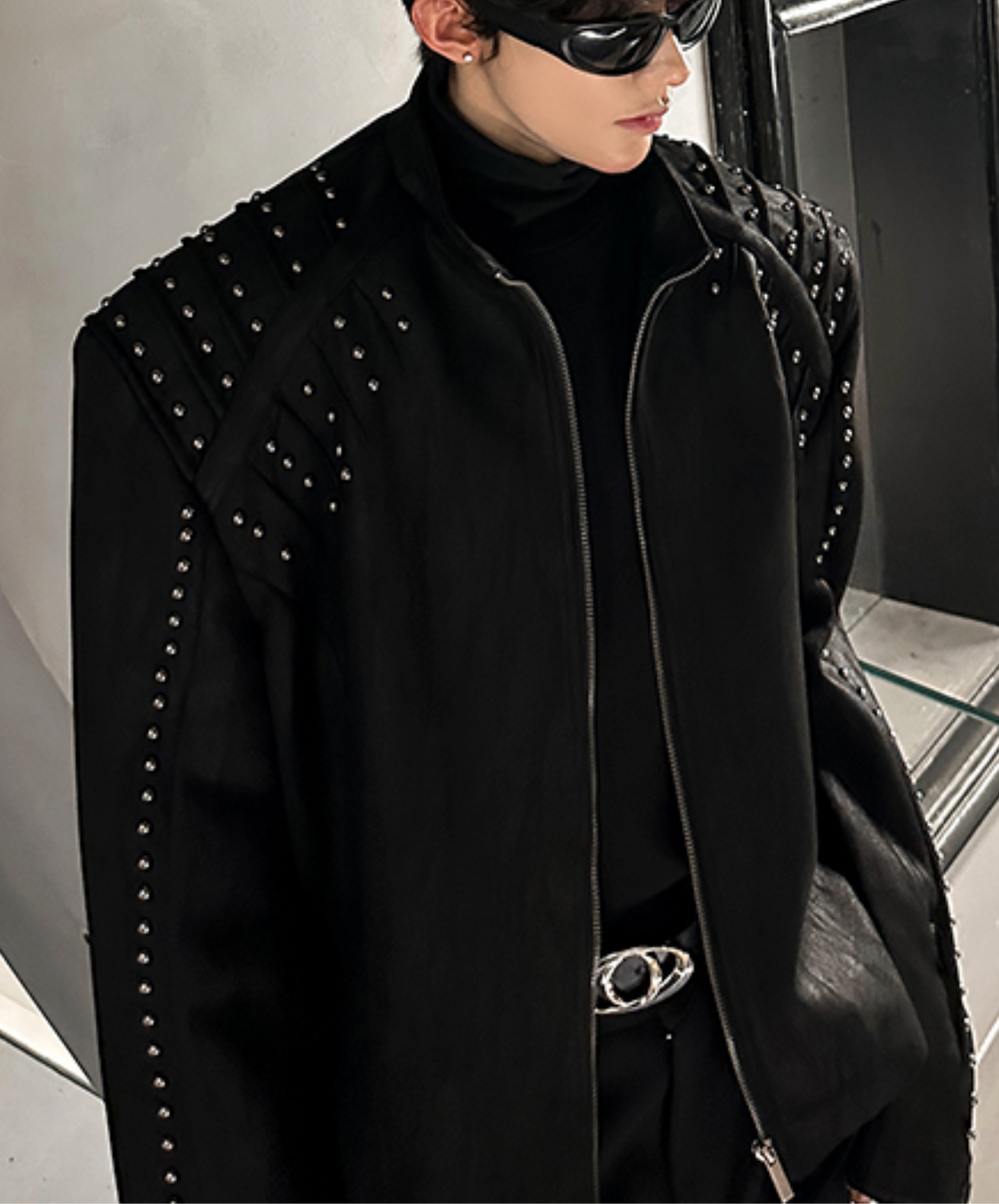 metal stud embellished shorts jacket EN2505