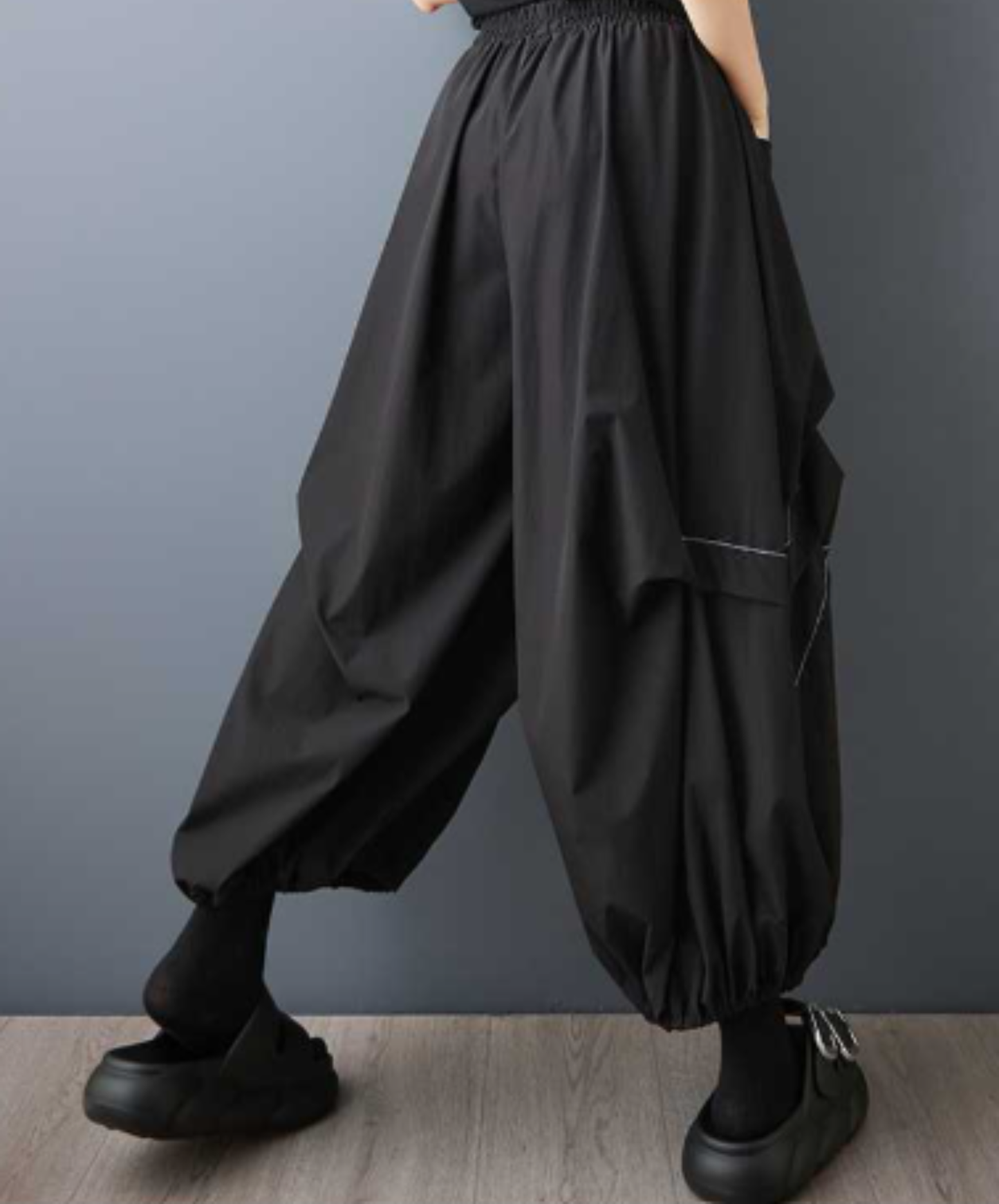 stitched balloon silhouette wide pants EN3034