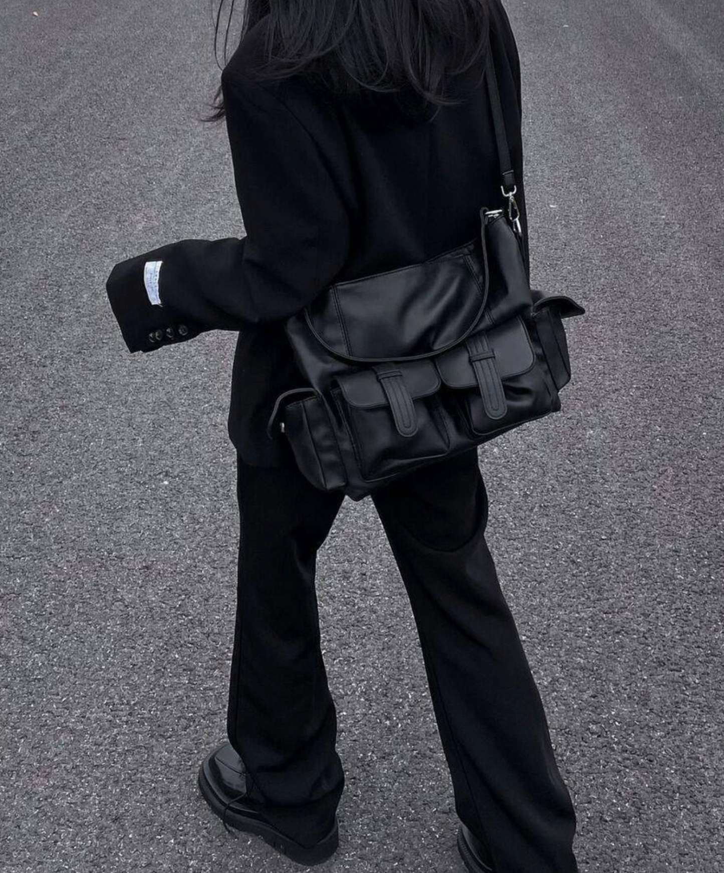 dark large capacity square shoulder bag EN2646