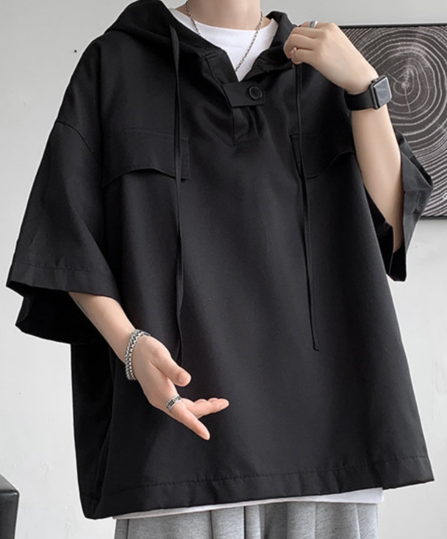 dark neck tab design hoodie EN2847