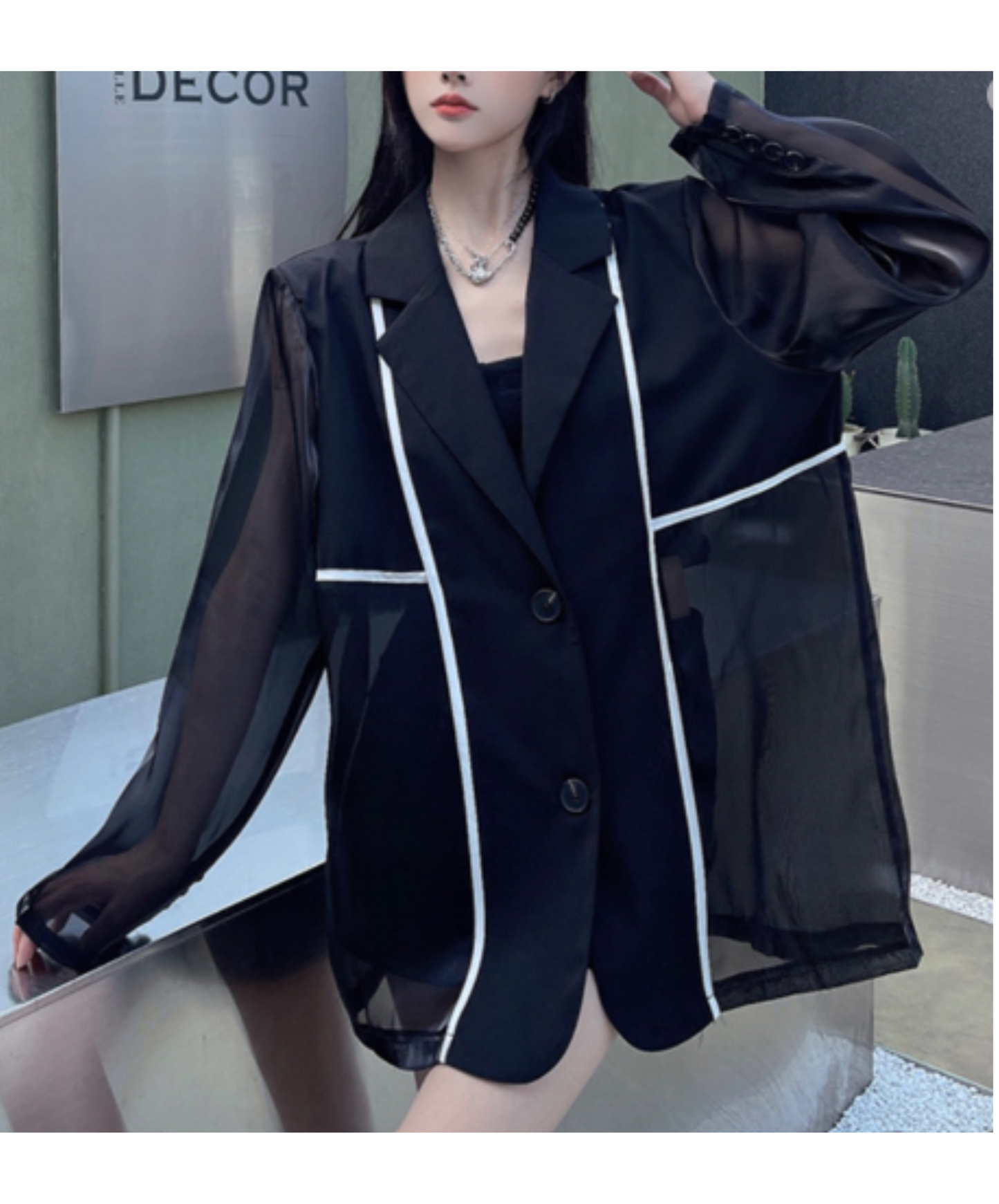 single-breasted color-block jacket EN3003