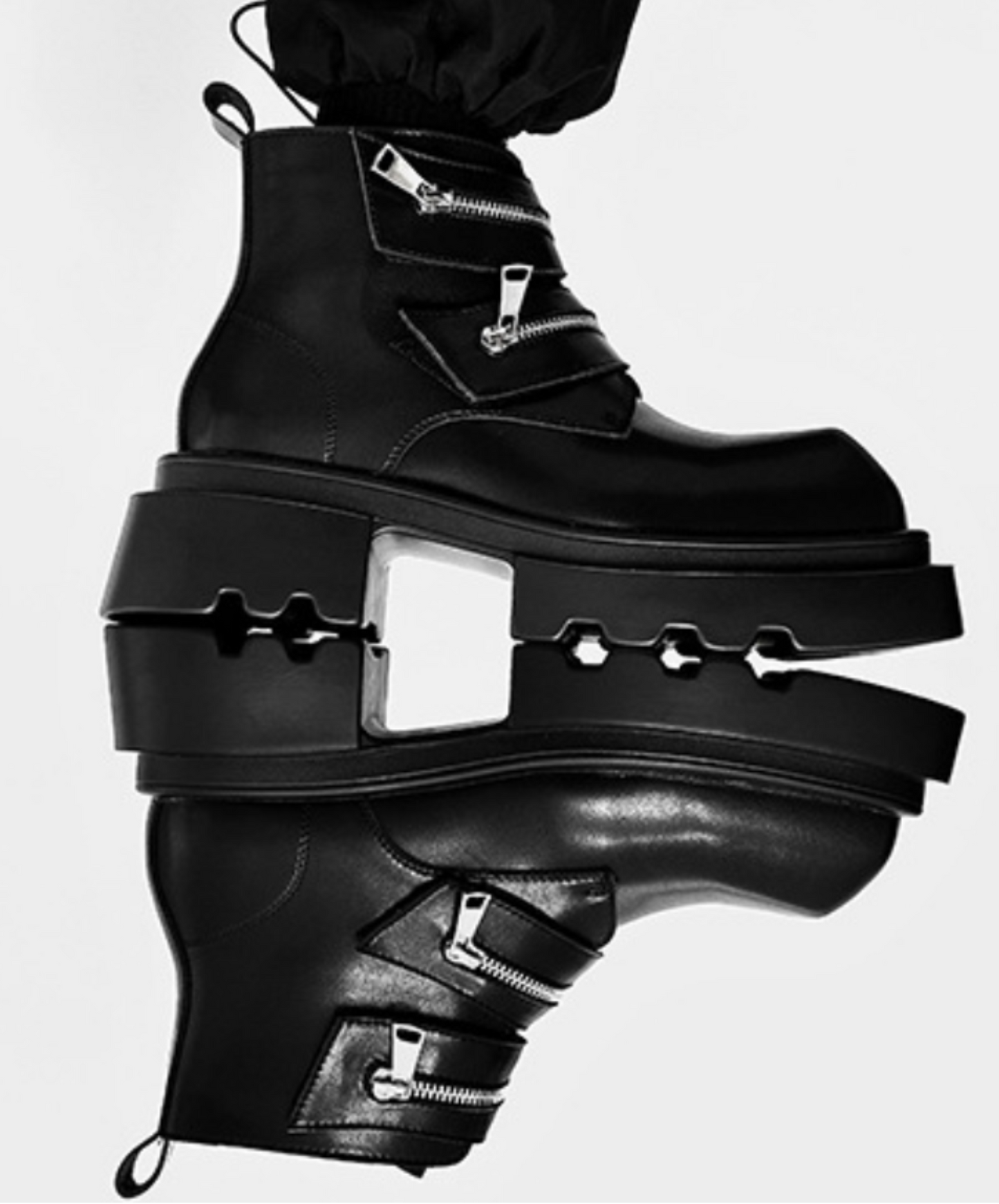double zip design thick sole boots EN2129