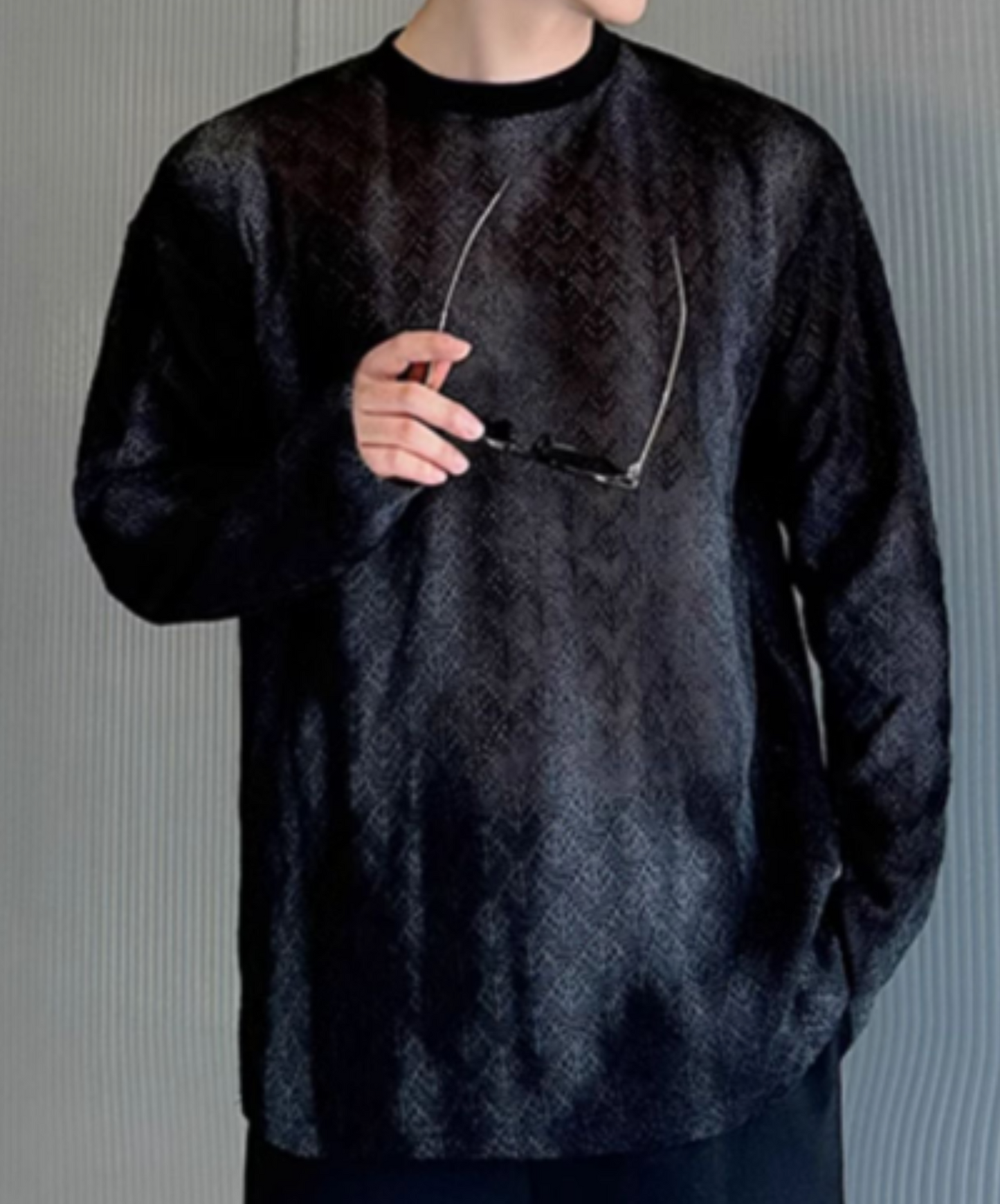 dark sheer jacquard long t-shirt EN2377