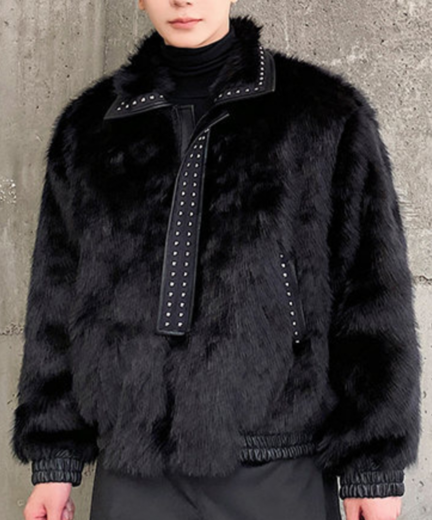 studded short fur jacket EN1476