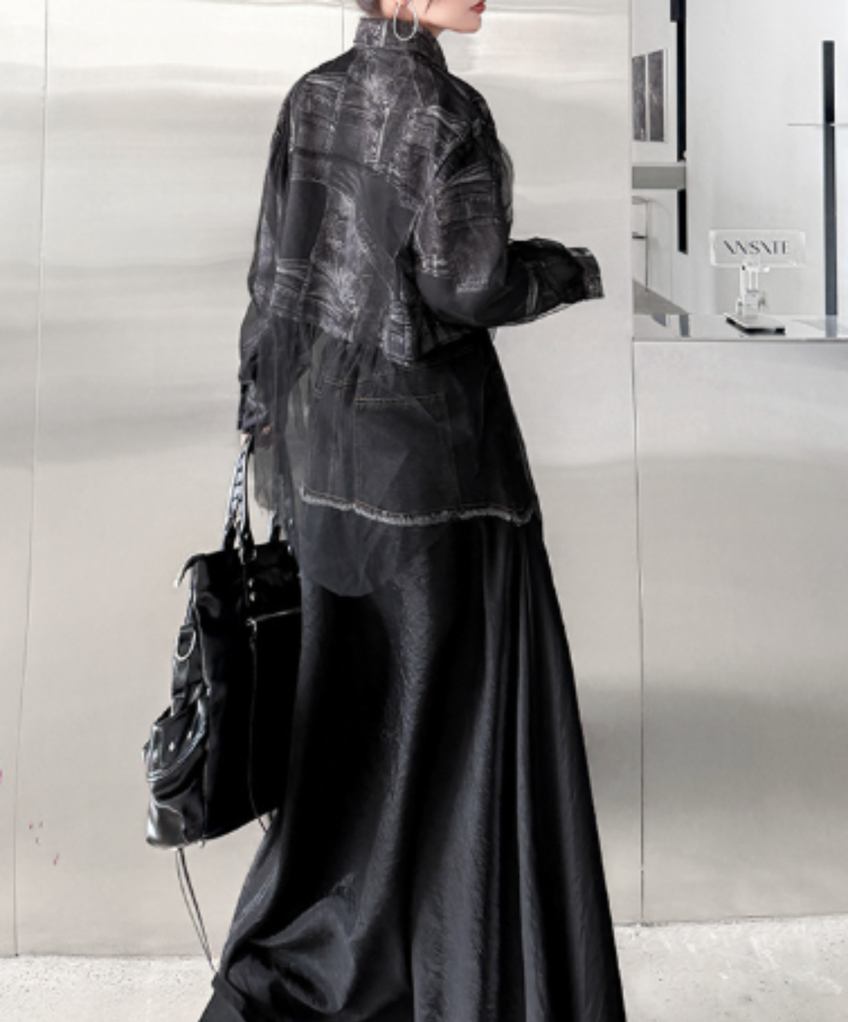 long-hem sheer panel shirt EN3222