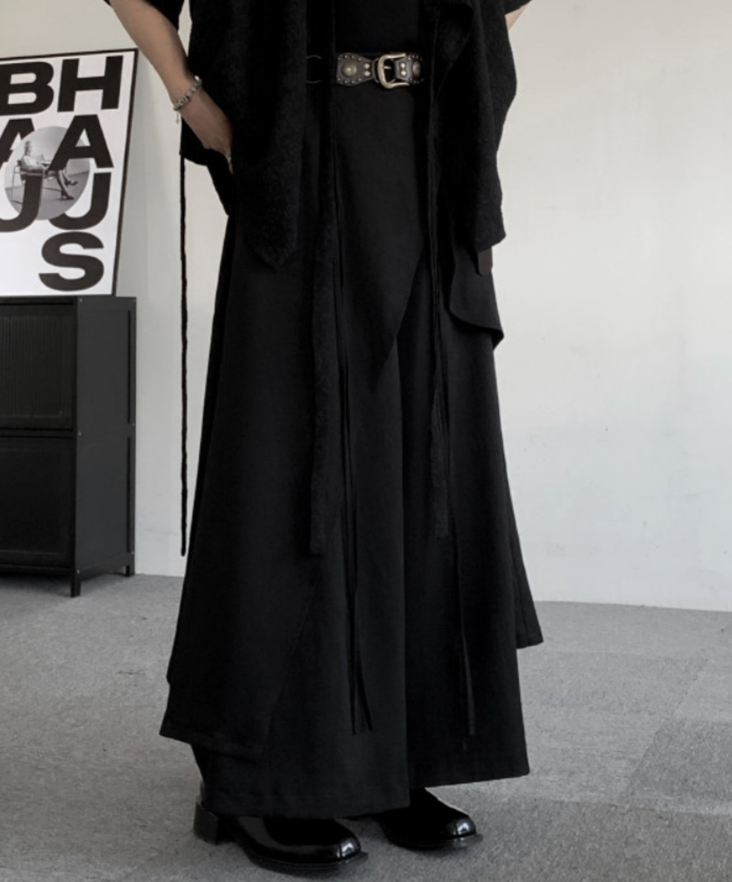 dark chinese style irregular design pants EN2663