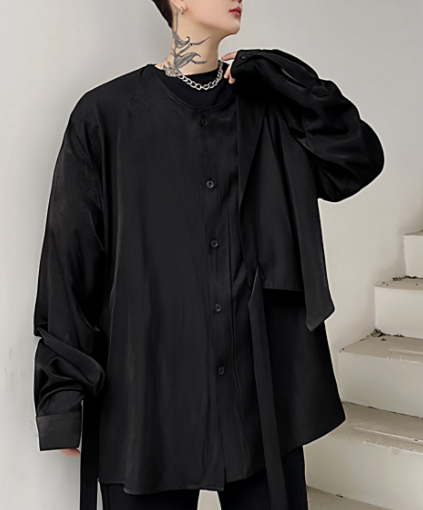 dark asymmetrical front shirt EN2763