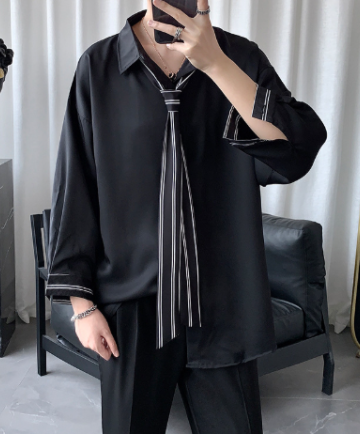 loose-fit design with striped paneling shirt EN3171
