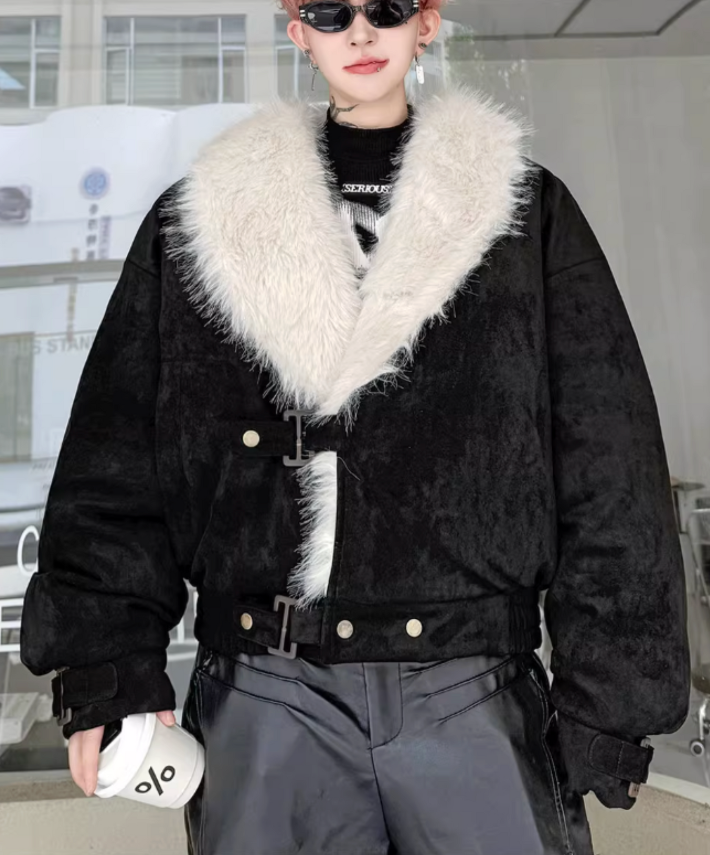 fleece-lined faux fur jacket EN2586