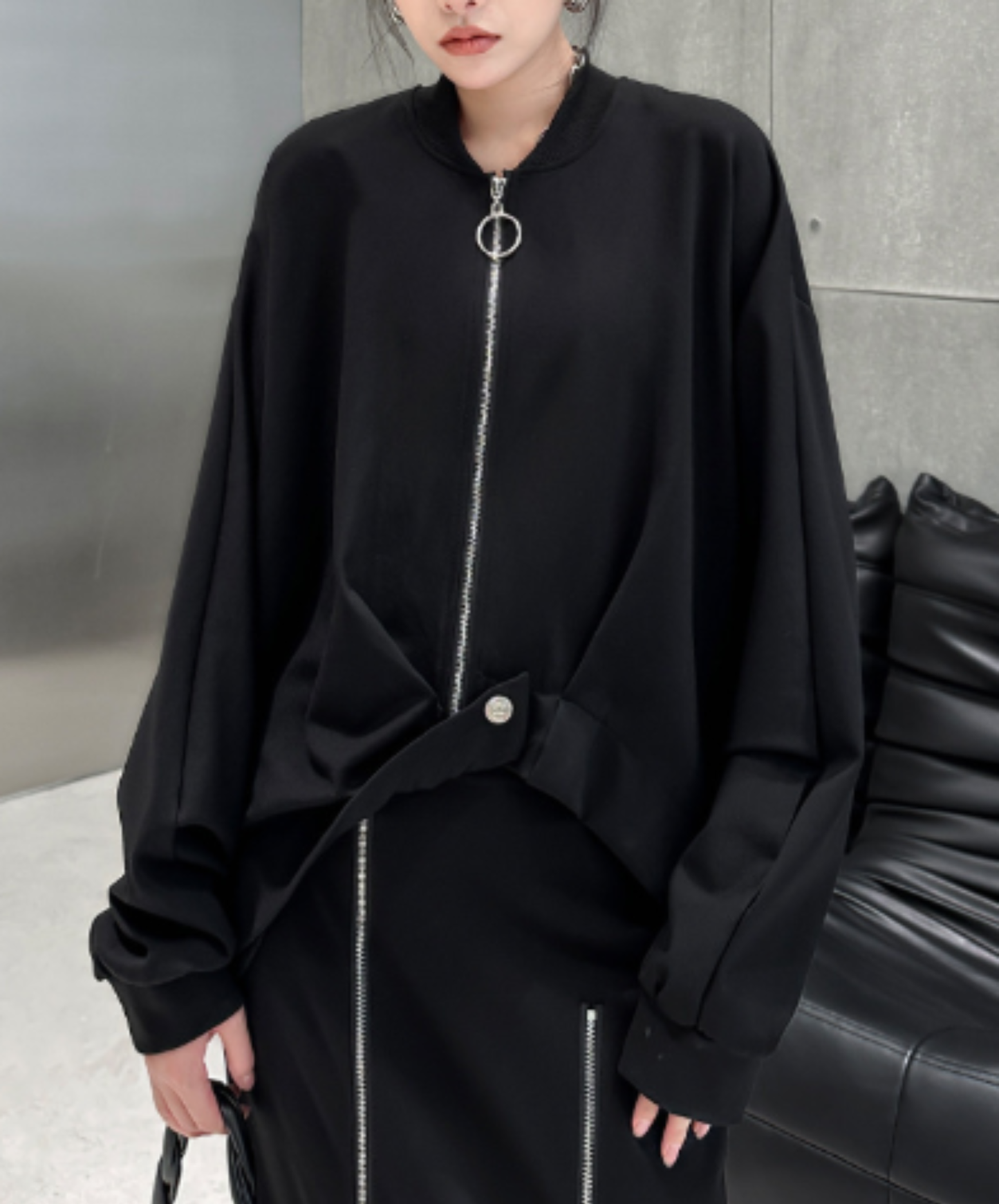 cropped length with ring zipper jacket EN3110