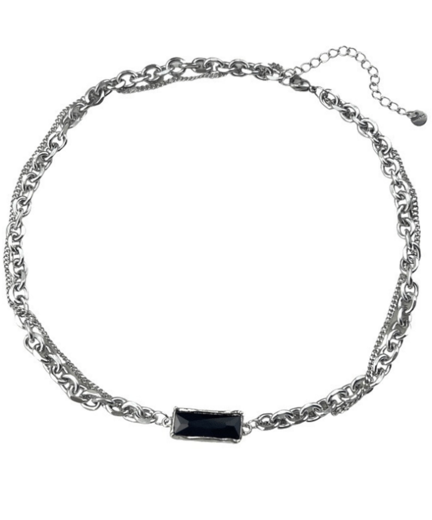 two-type chain black stone necklace EN2390