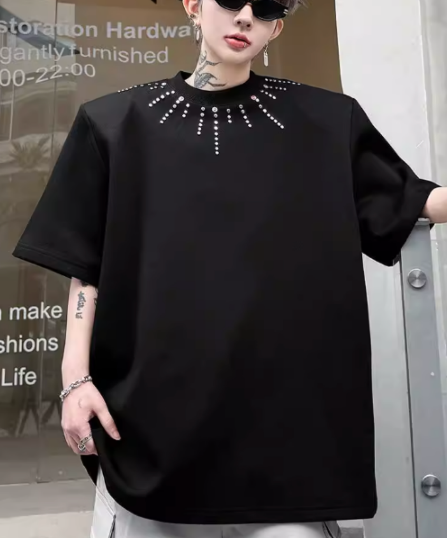 beaded meteor design t-shirt EN2826