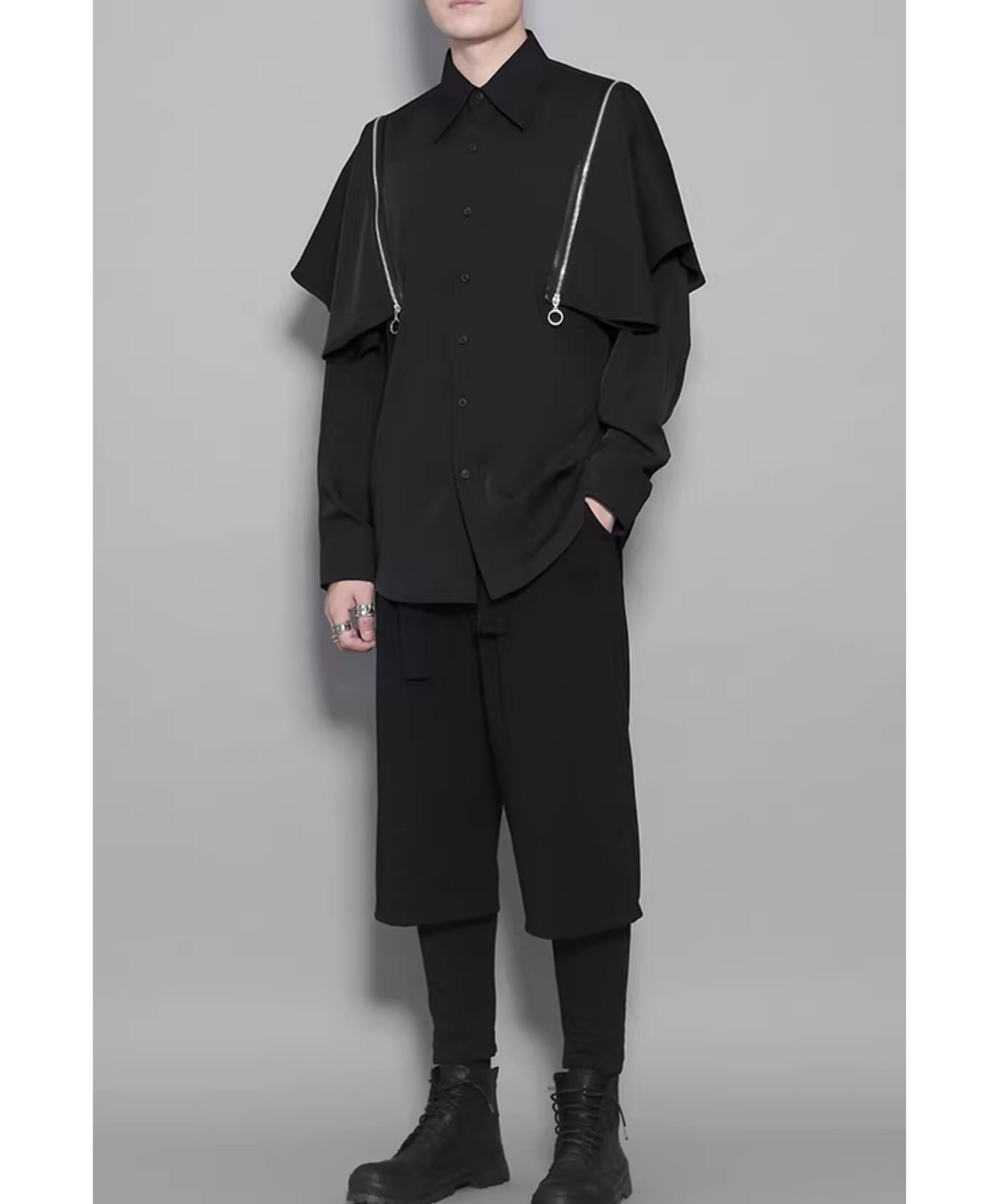 dark detachable zippered two-piece shirt EN2830