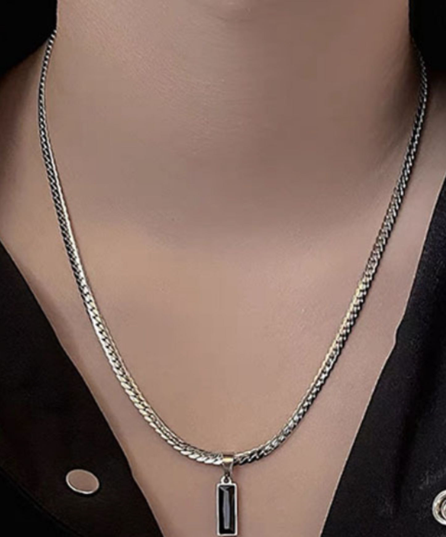 titanium black zircon necklace EN2659