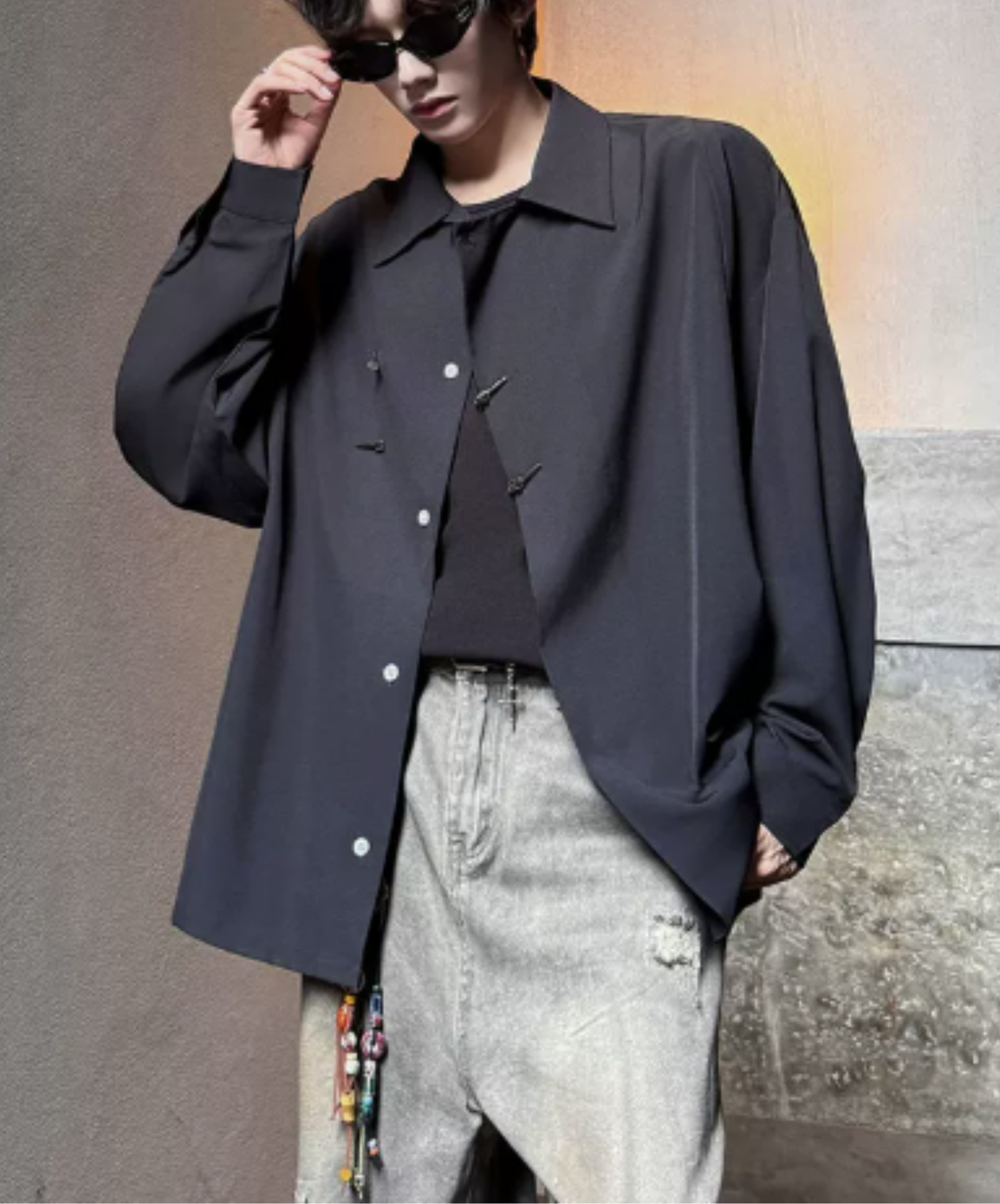retro chinese-style metal button shirt EN3127
