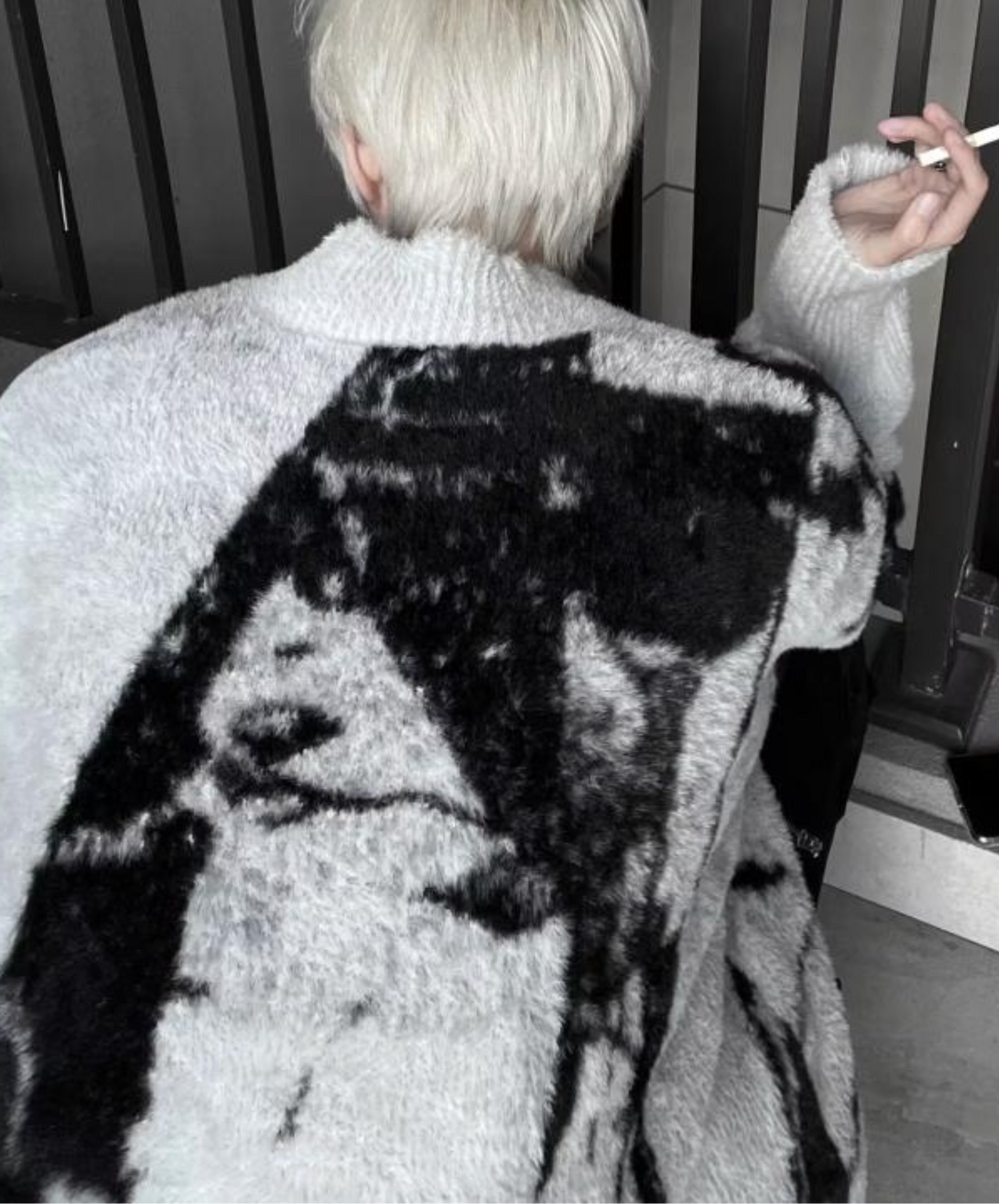 retro gradient double zipper sweater EN2516