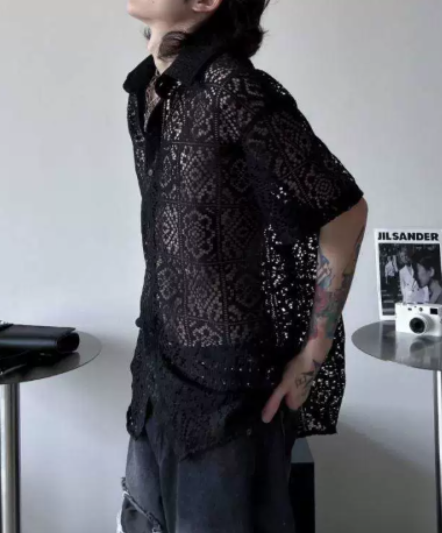 square pattern patchwork design shirt EN2898
