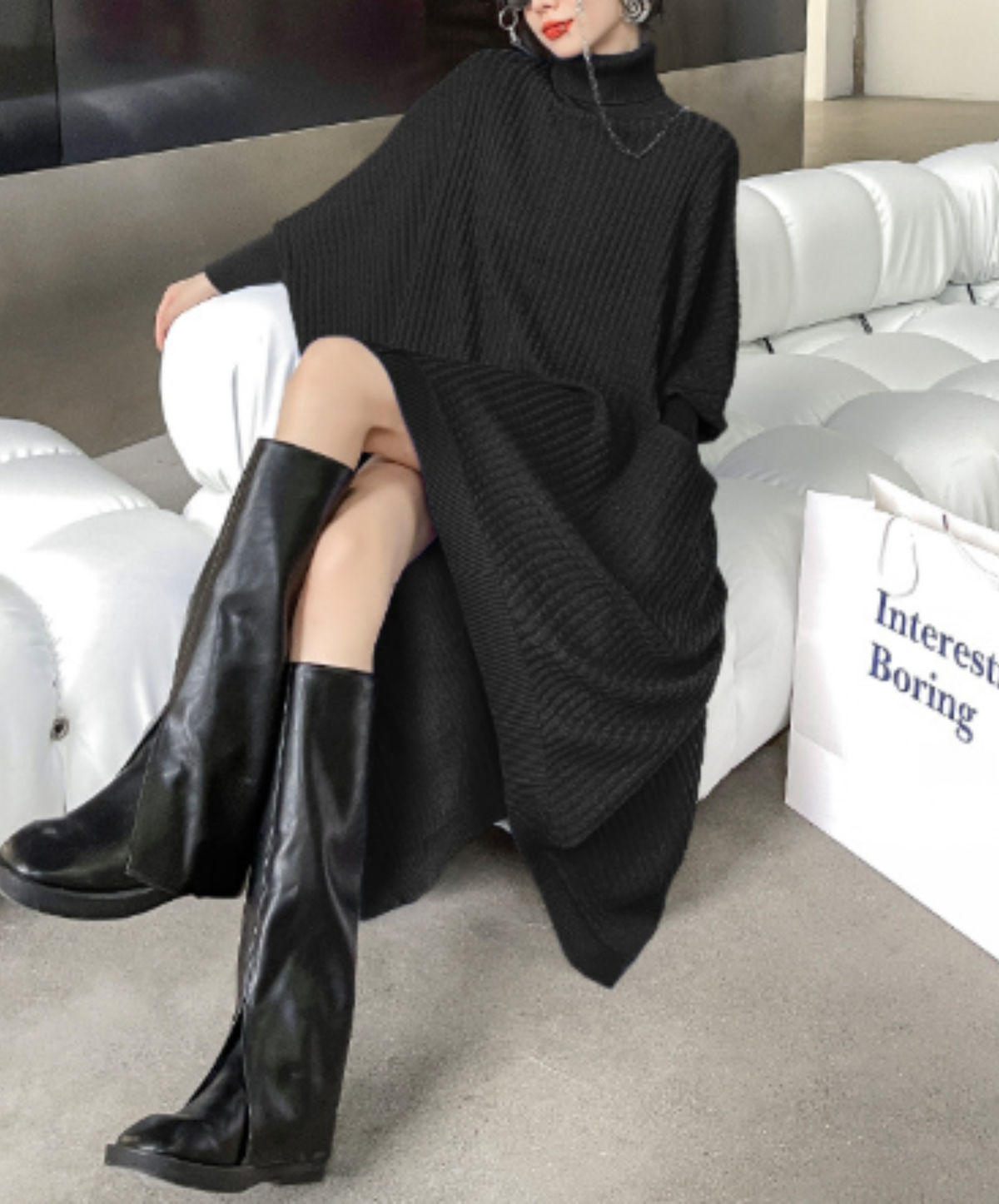 high-neck relaxed silhouette sweater EN3176