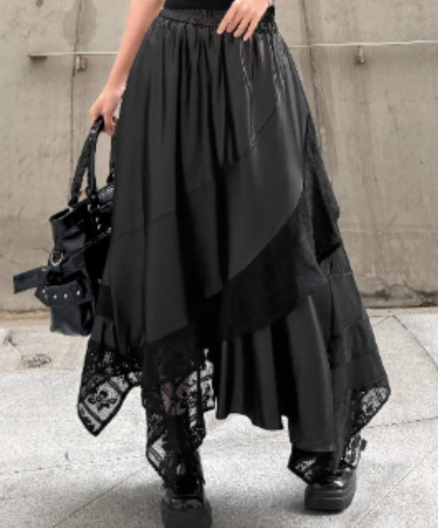 Irregular patchwork midi skirt EN2954
