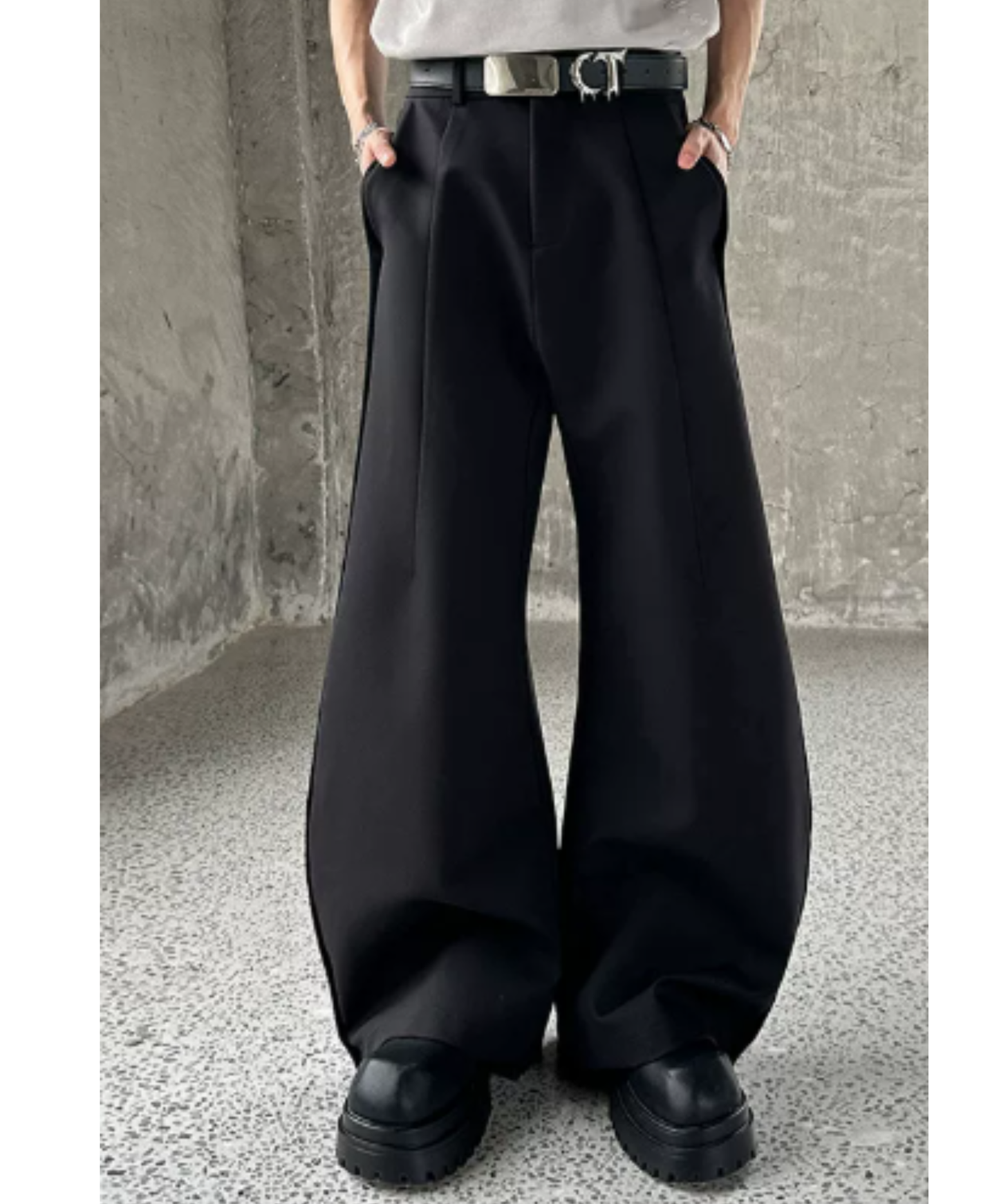 three-dimensional pleats wide pants EN2922