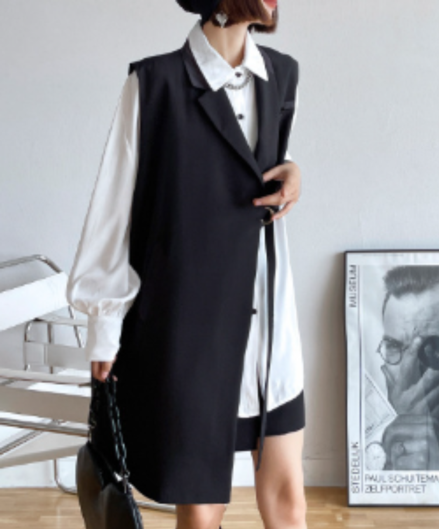 【style110】dark mode outfit set EN3186（vest + shirt + skirt set）