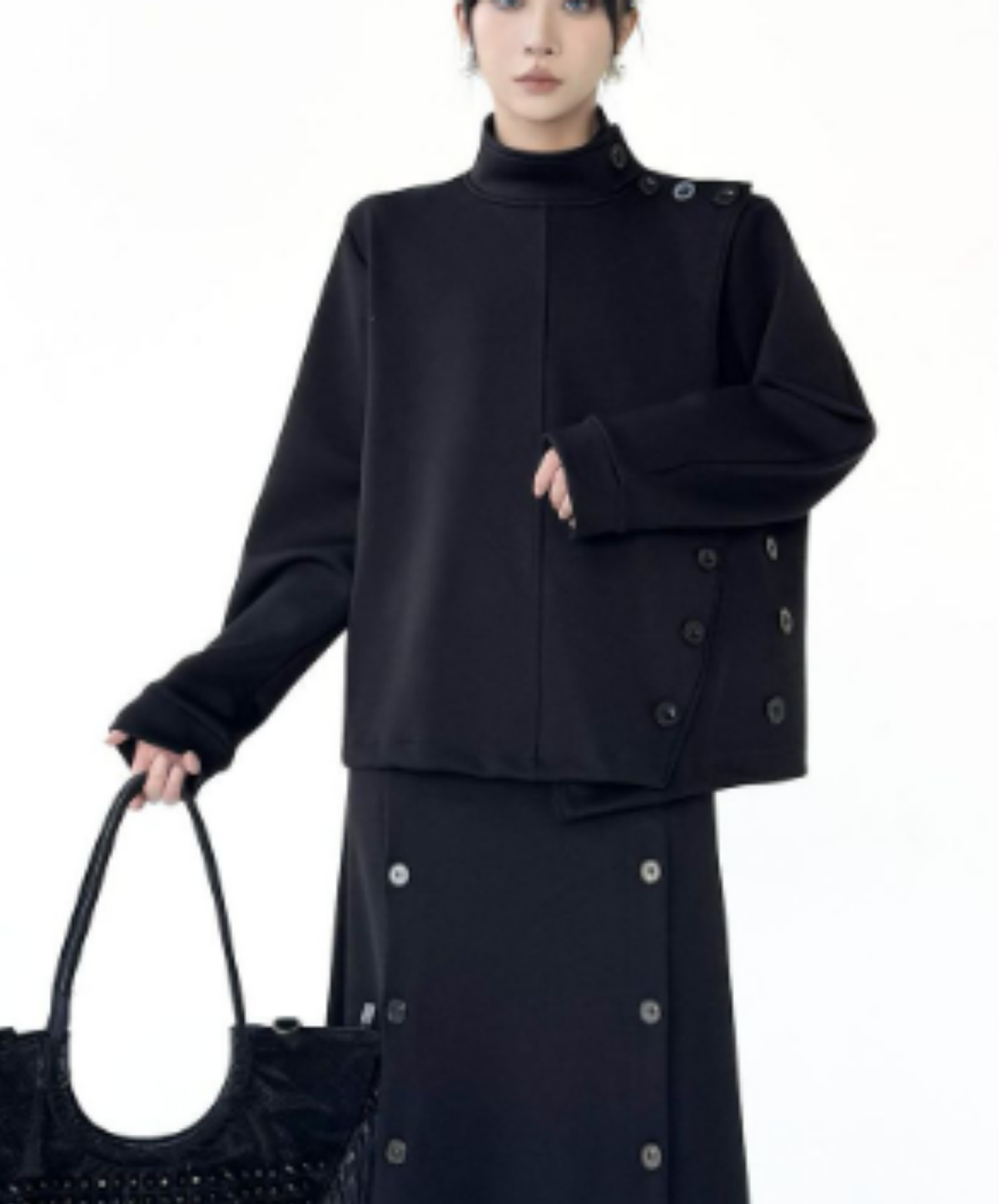 asymmetric high-neck design sweatshirt EN3149