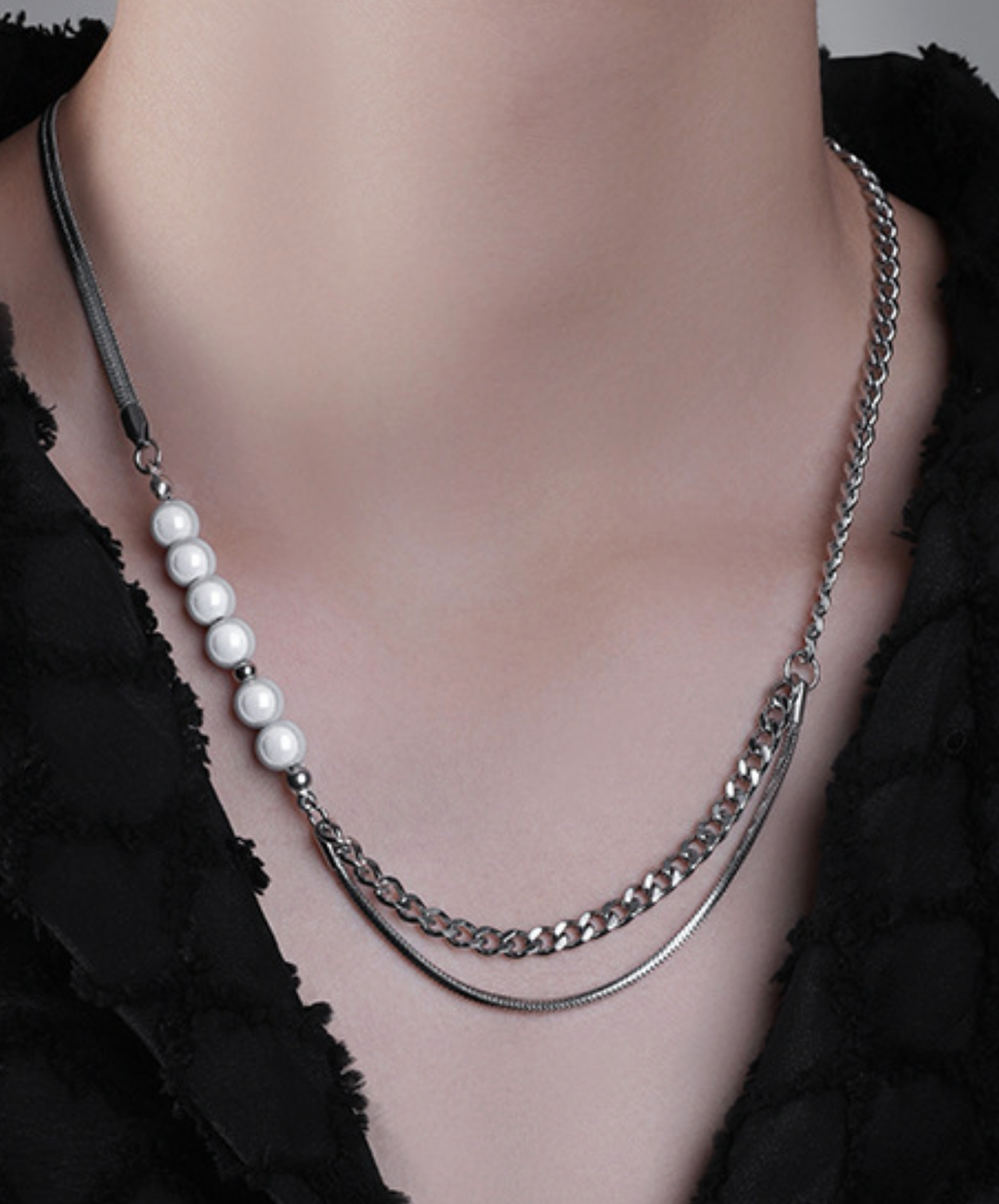 pearl double chain necklace EN2738