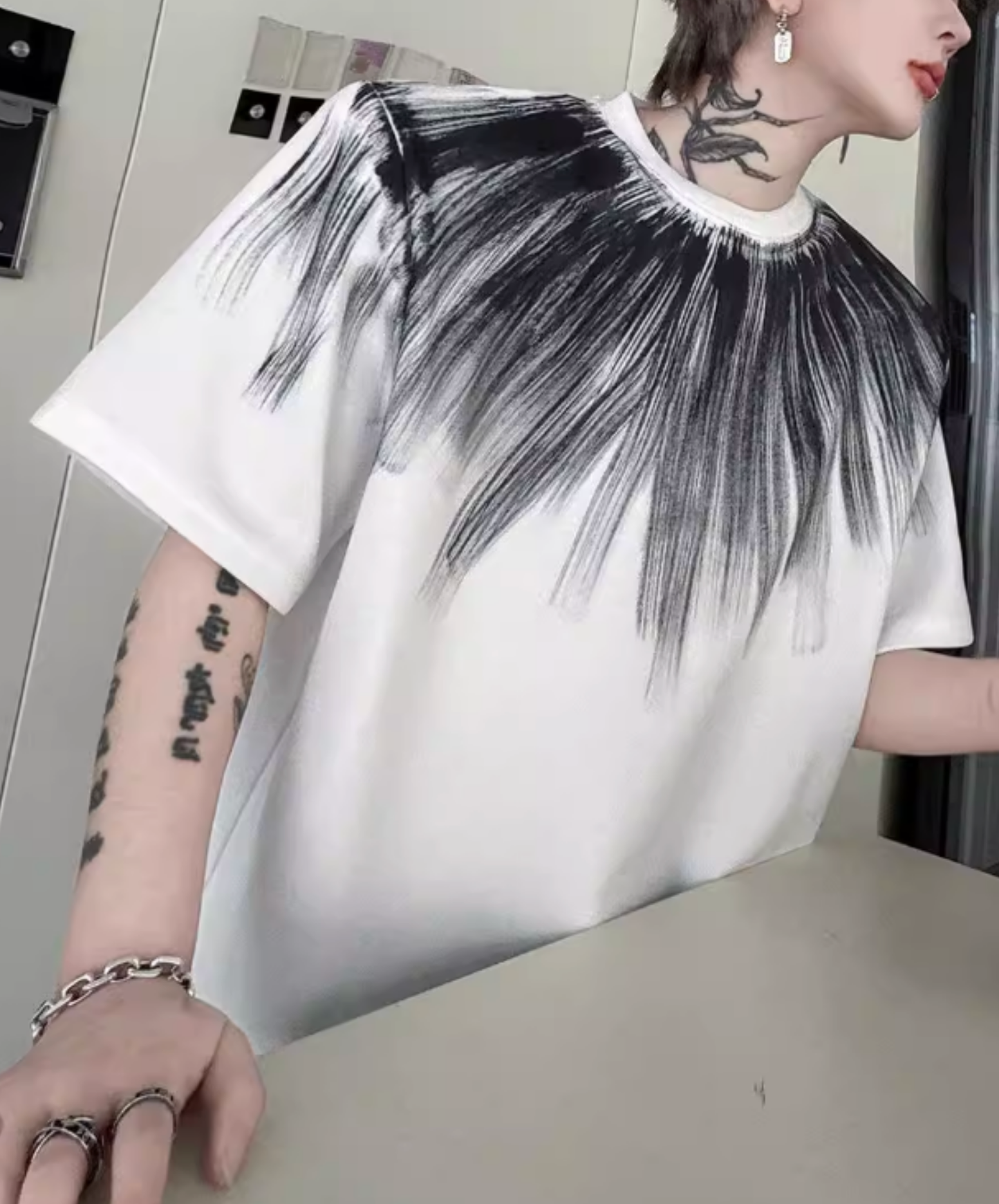 radial pattern short sleeves t-shirt EN2824