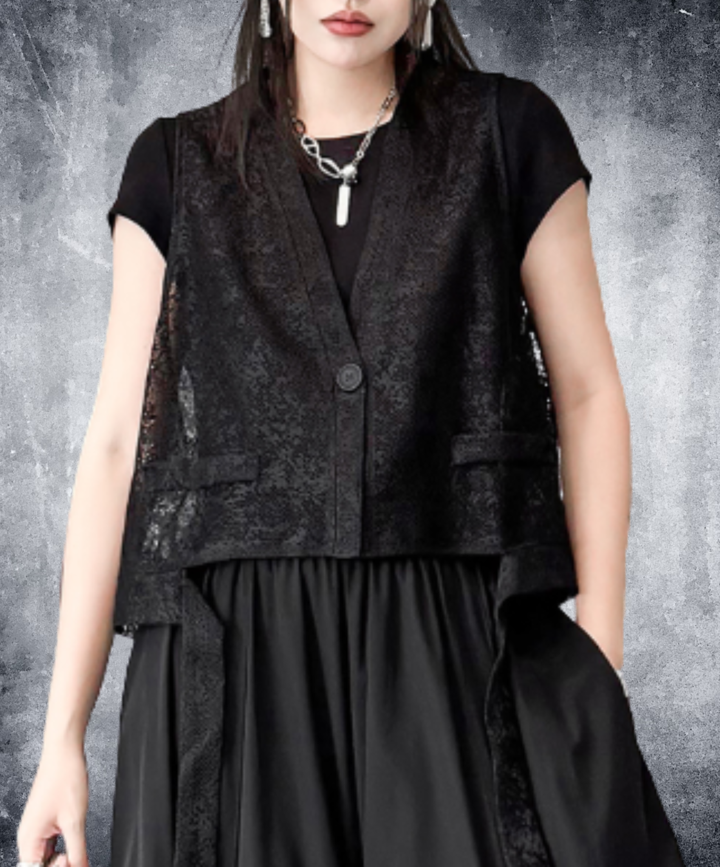 【style105】dark mode outfit set EN3059（vest + t-shirt + pants set）