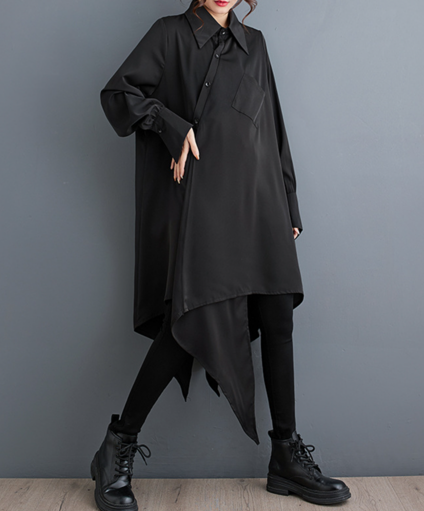 asymmetric irregular design dress long shirt EN1659