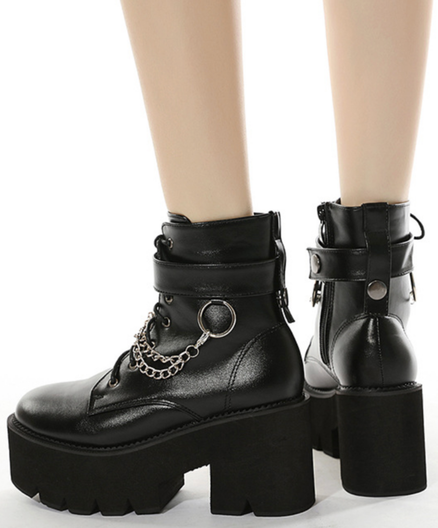 ring chain waterproof platform boots EN2608