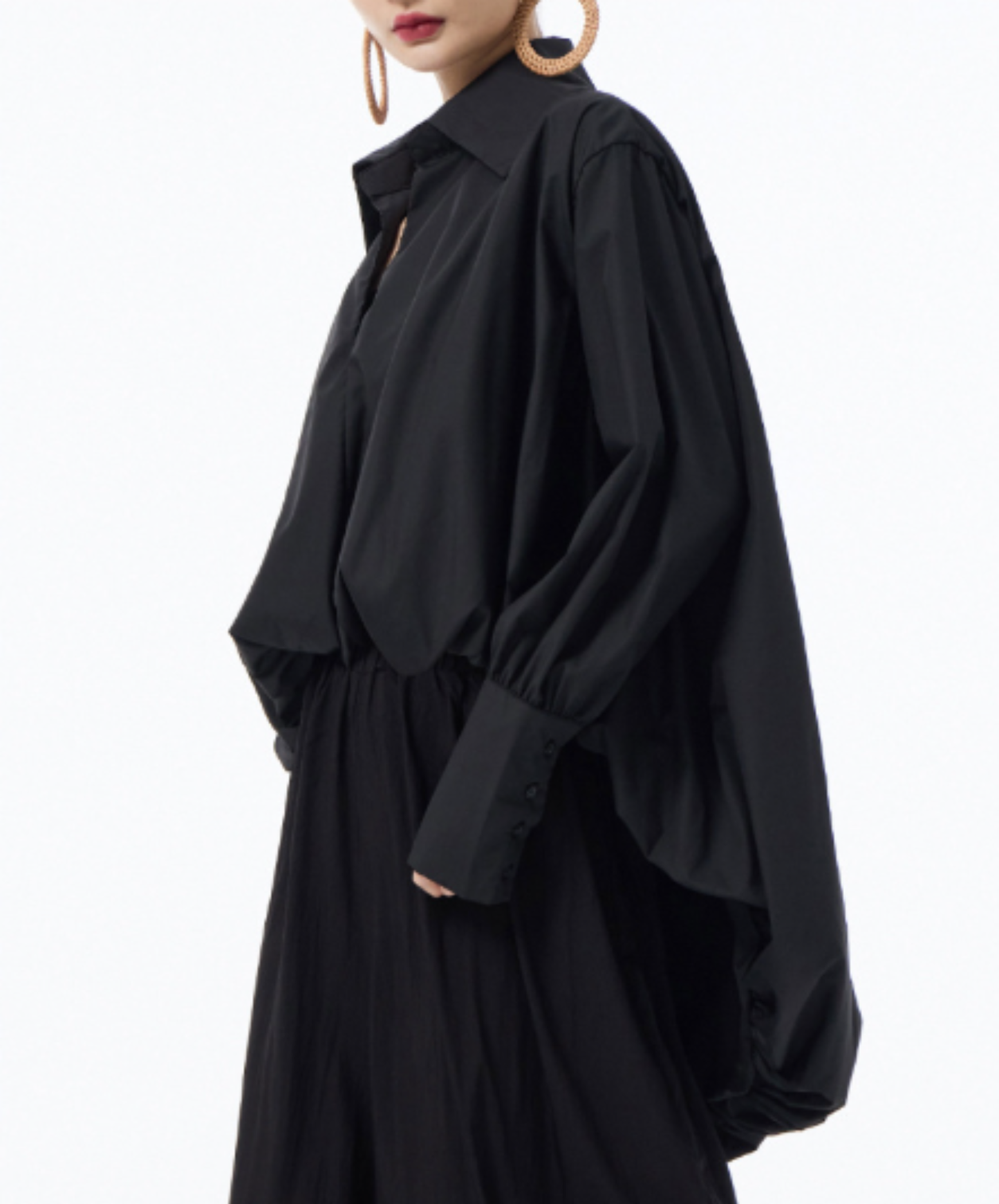 dark cinch-hem design shirt EN3042