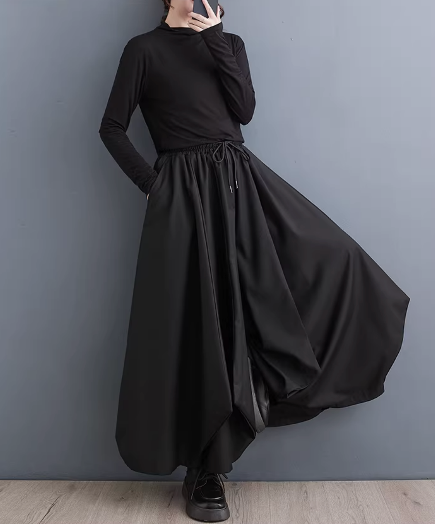 dark lantern drape wide pants EN2834