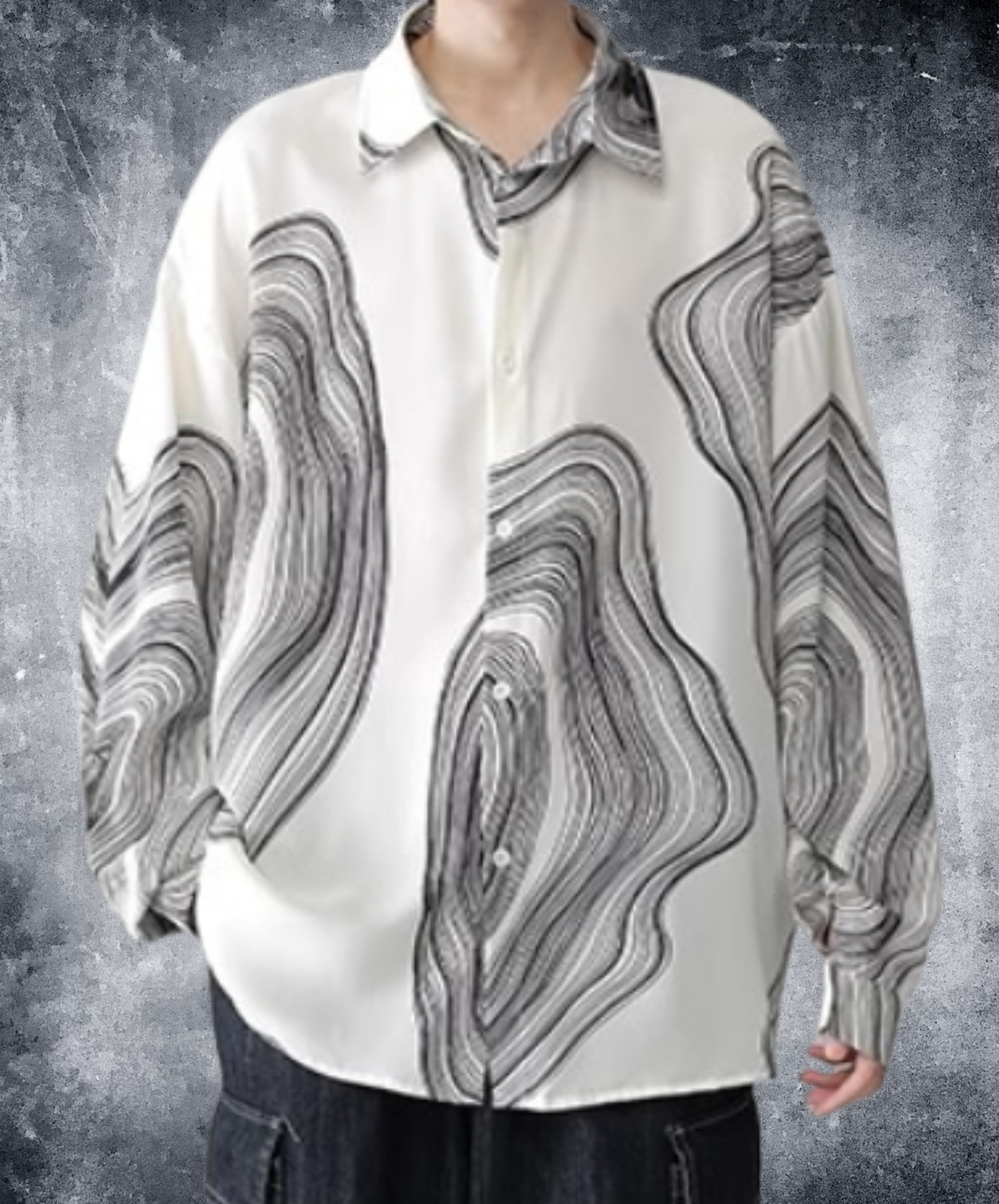 dark tree ring motif shirt EN2407