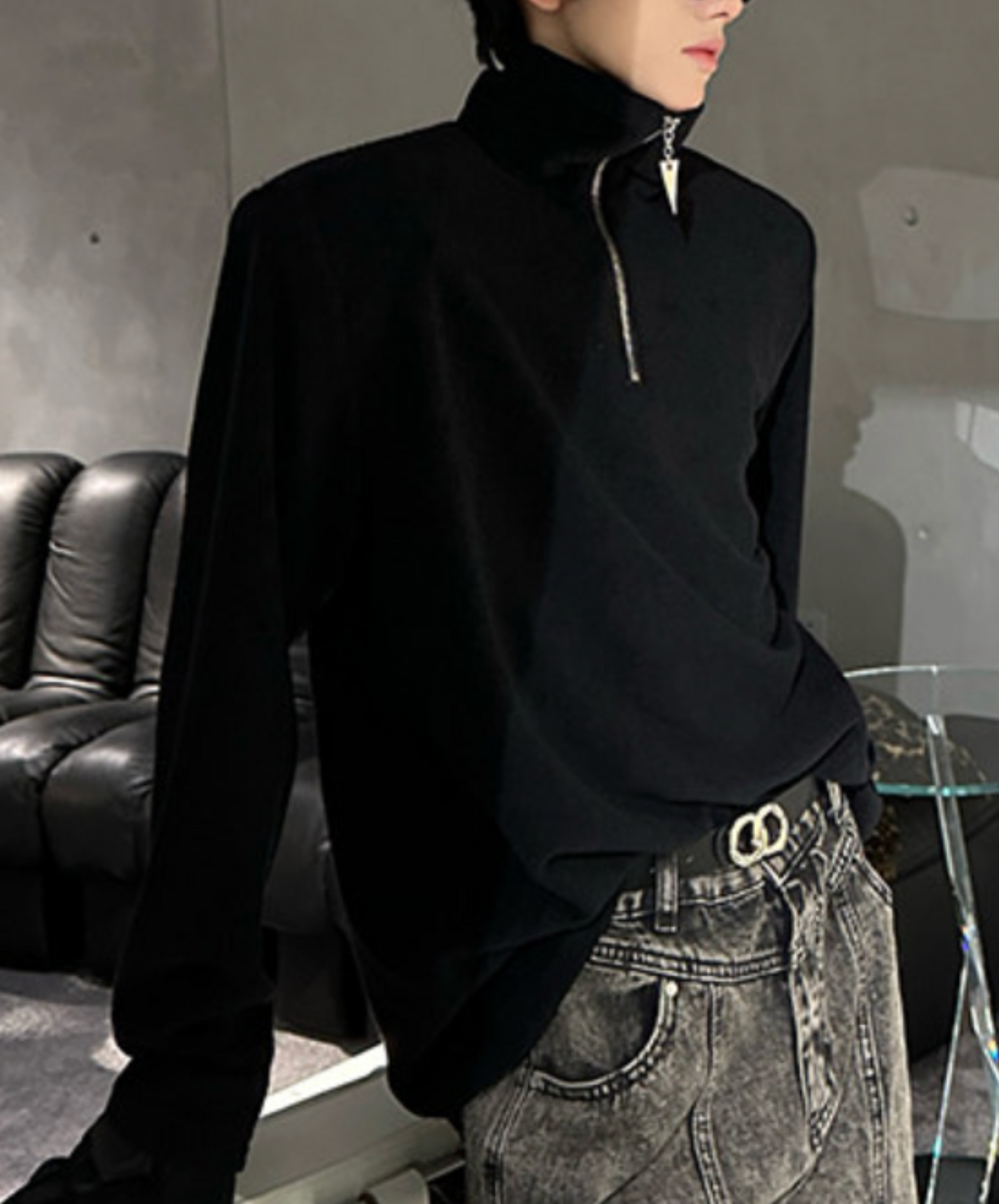 dark half-zip neck sweatshirts EN2637