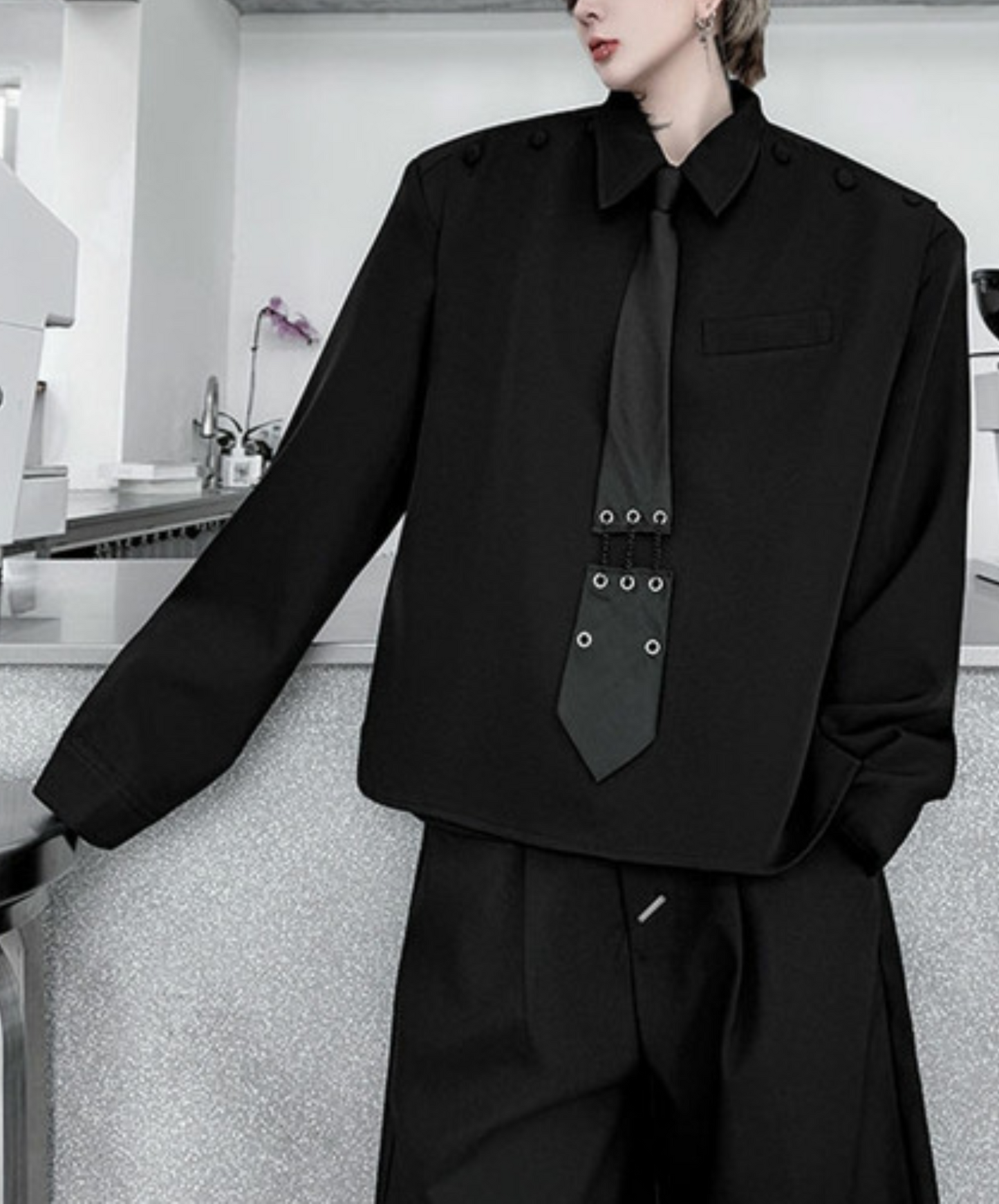 dark special design tie included shirt EN2382