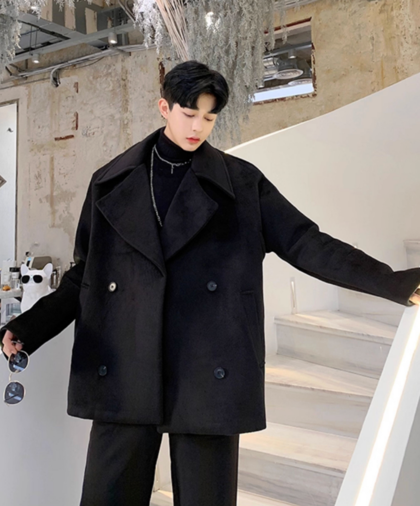 dark double-breasted with lapels jacket EN2528