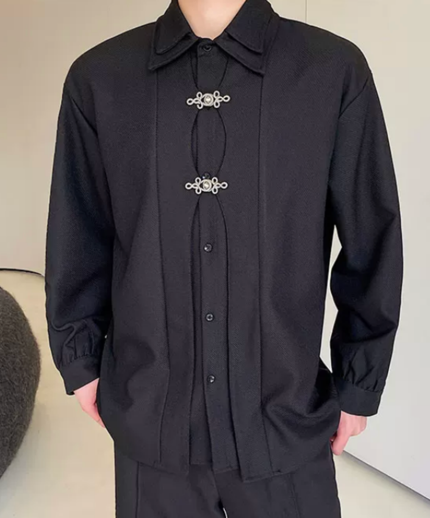 chinese-style button double collar shirt EN2849