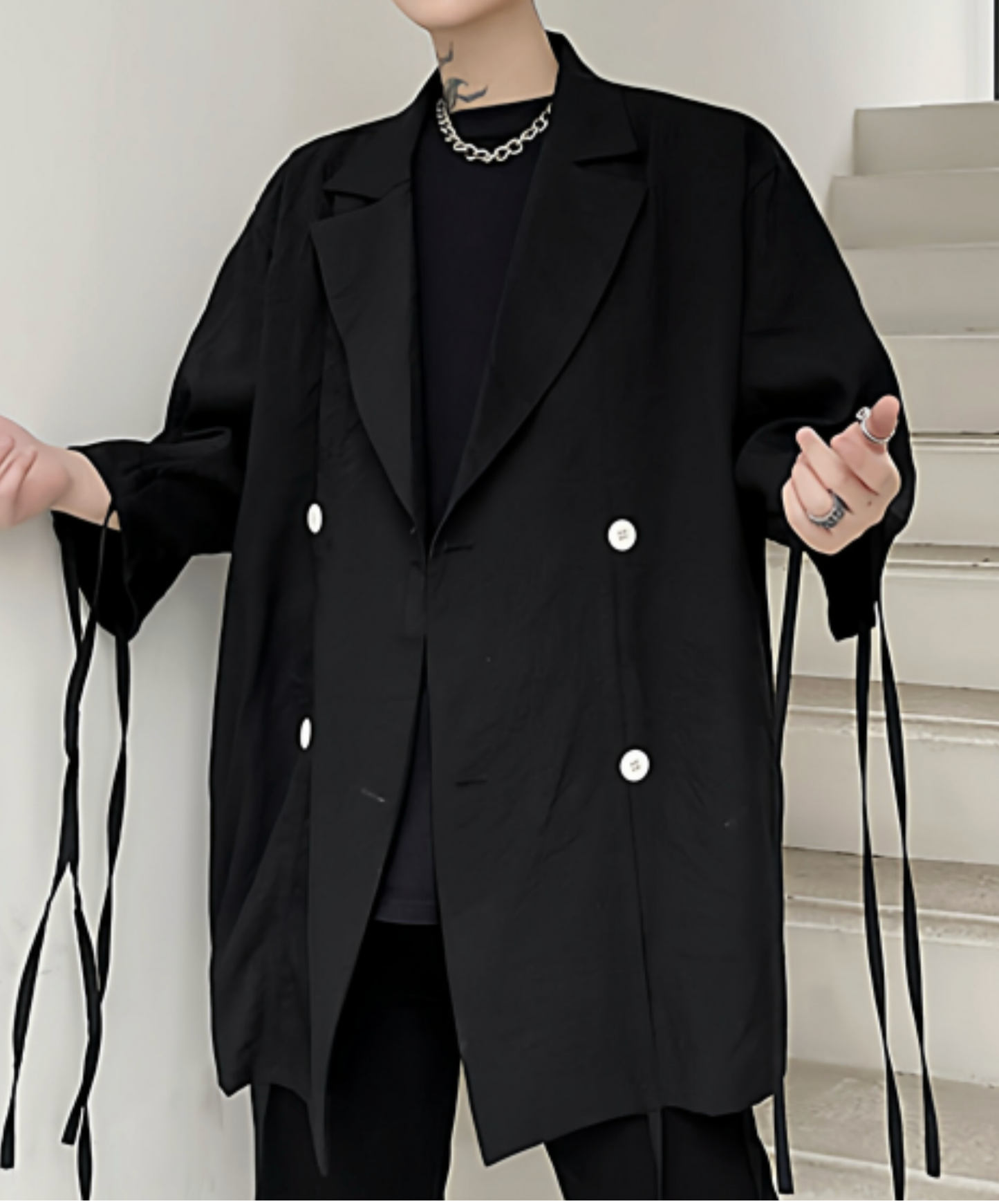 【style107】dark mode outfit set EN3136（jacket + shirt + pants set）