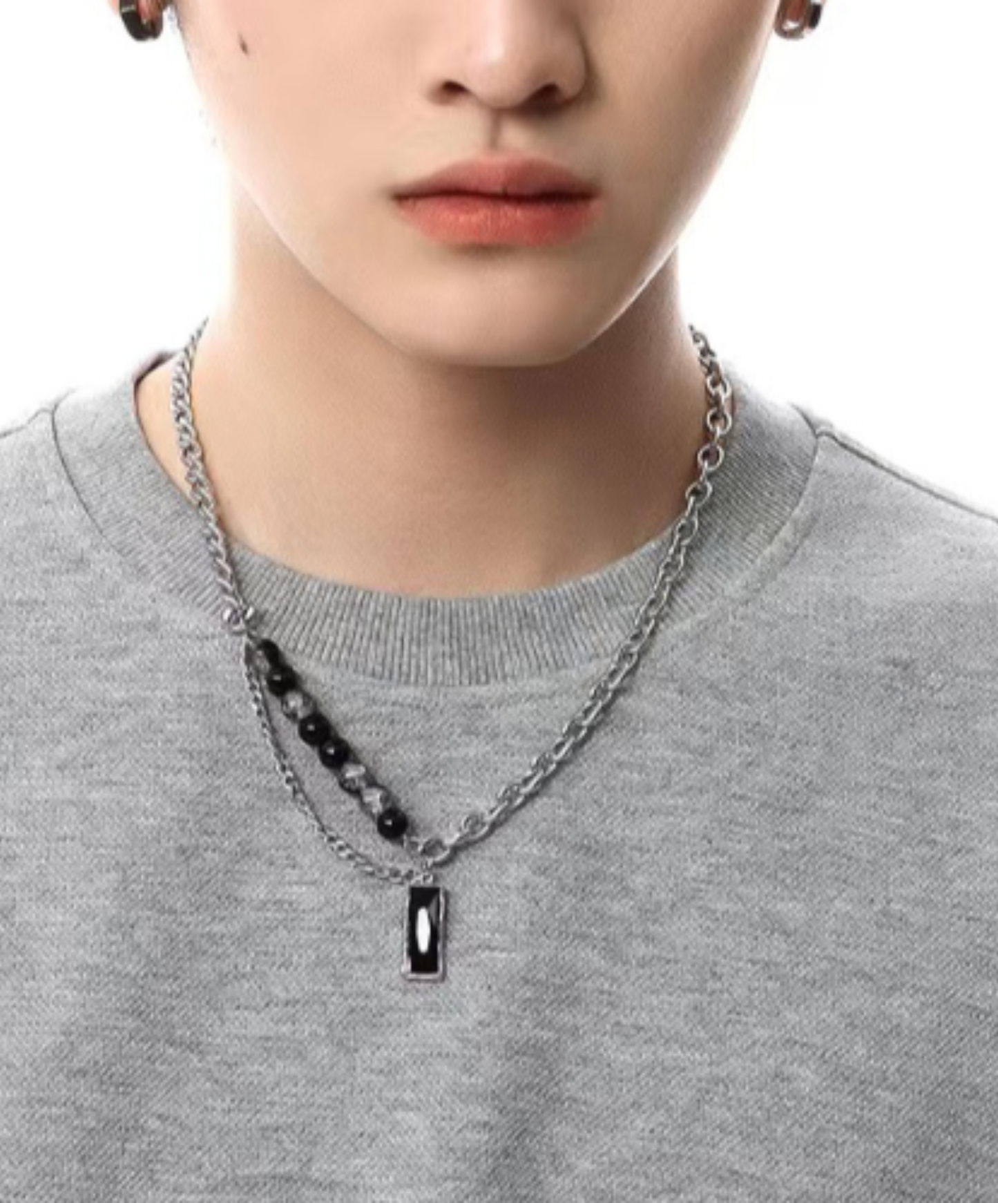 stone and chain necklace EN513