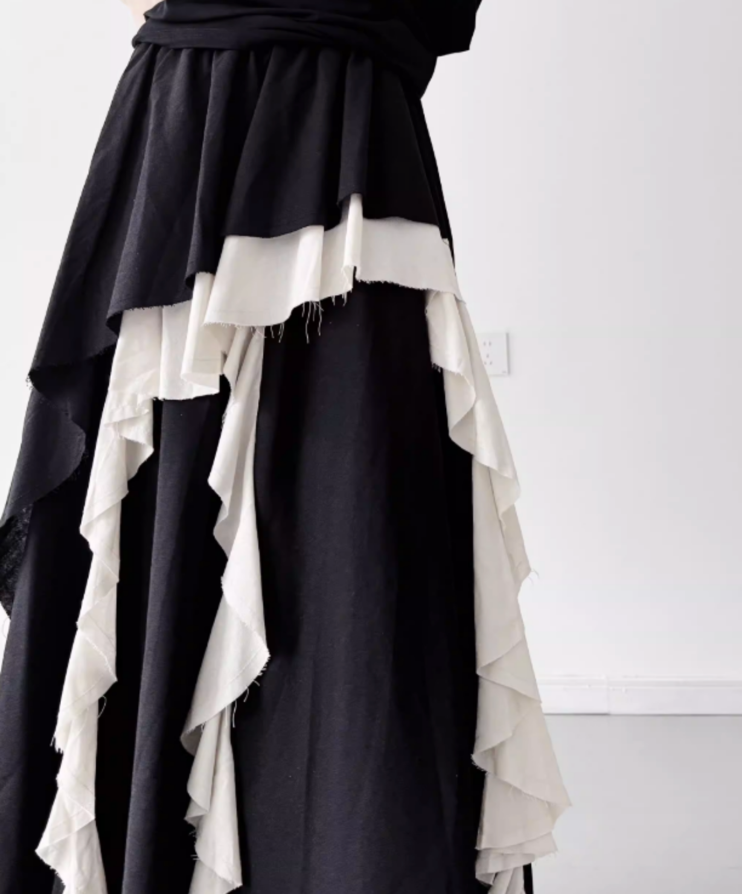 dark Irregular frills color block skirt EN2810