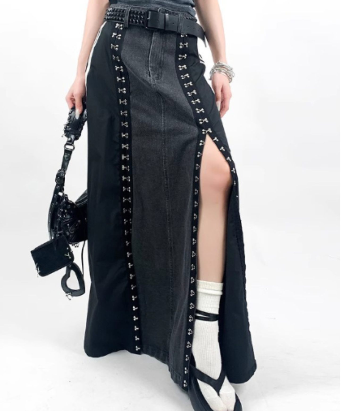 hook slit design long skirt EN2944